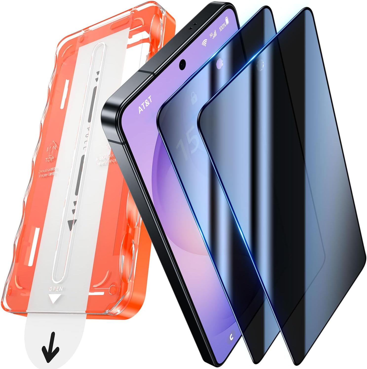 Detalle de UniqueMe Privacy Screen Protector for Samsung Galaxy S26 Ultra (2 Pack) – Auto Dust-Remove, Anti-Spy, 9H Tempered Glass