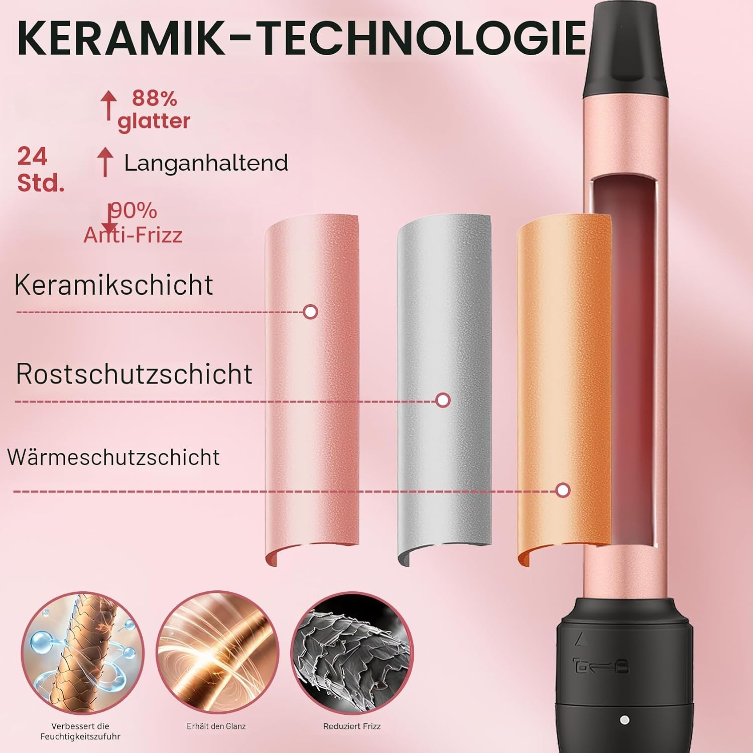 Thumbnail 4 de UNOBEY Lockenstab 5 in 1 – 4 austauschbare Keramikaufsätze, Dualspannung, 100–230°C