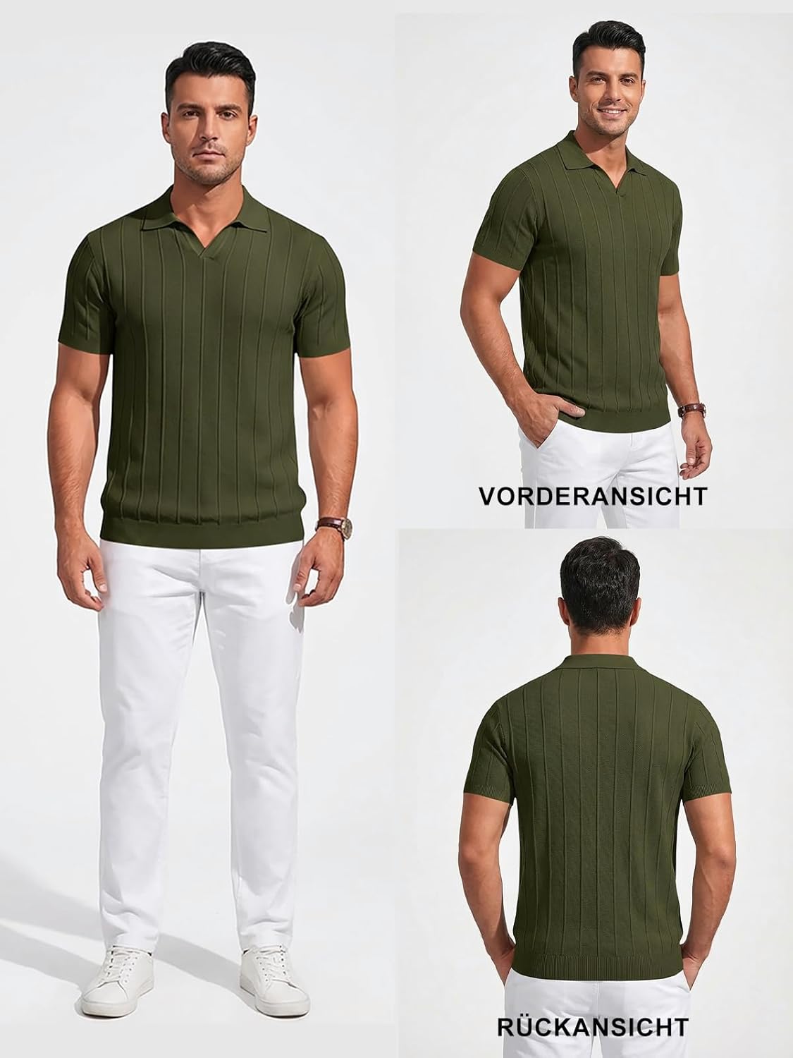 Thumbnail 2 de Runcati Polohemd Herren Sommer Kurzarm Strick – Slim Fit, Einfarbig