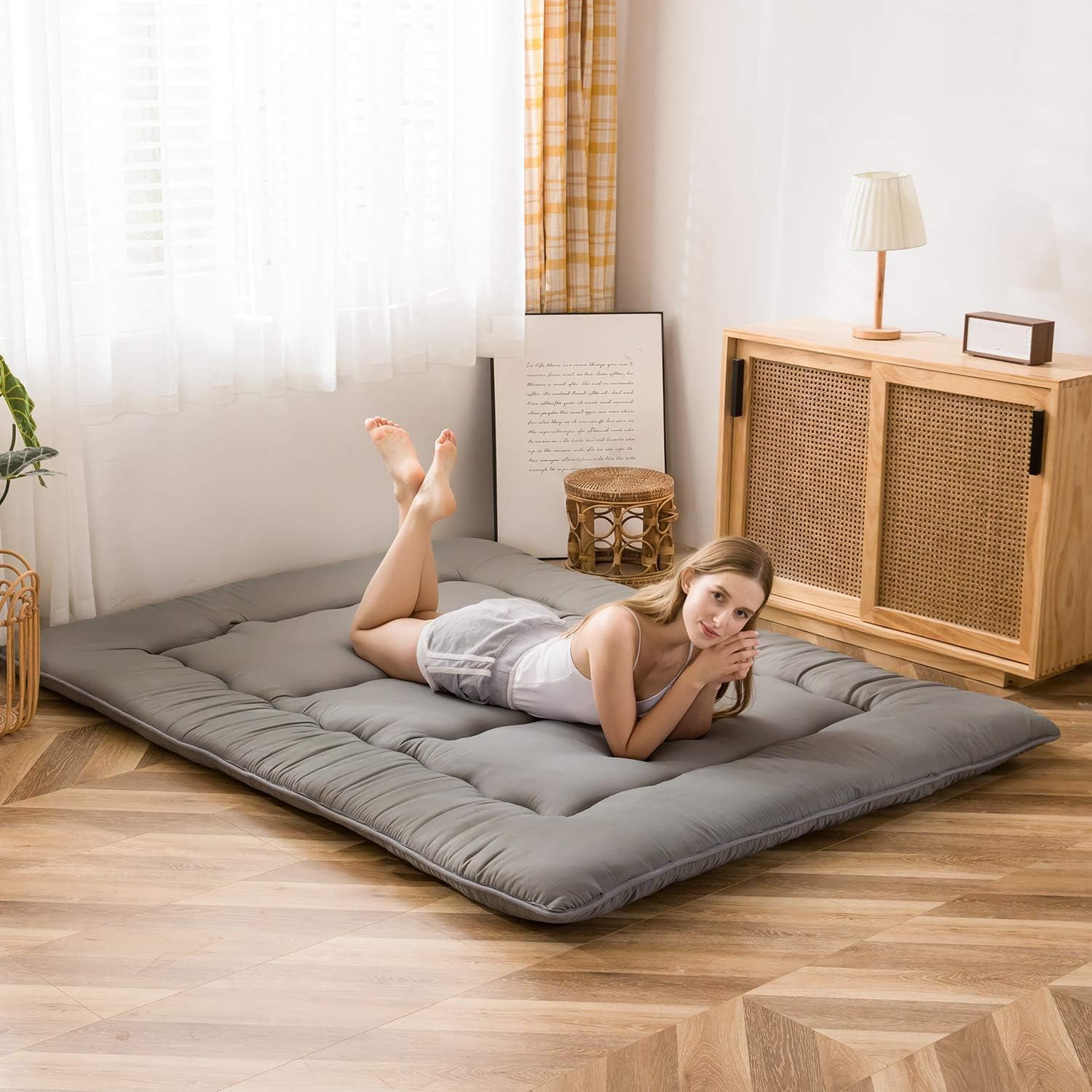 Thumbnail 1 de MAXYOYO Japanese Floor Mattress Futon Mattress (4" Thick, Full Size) – Charcoal Grey