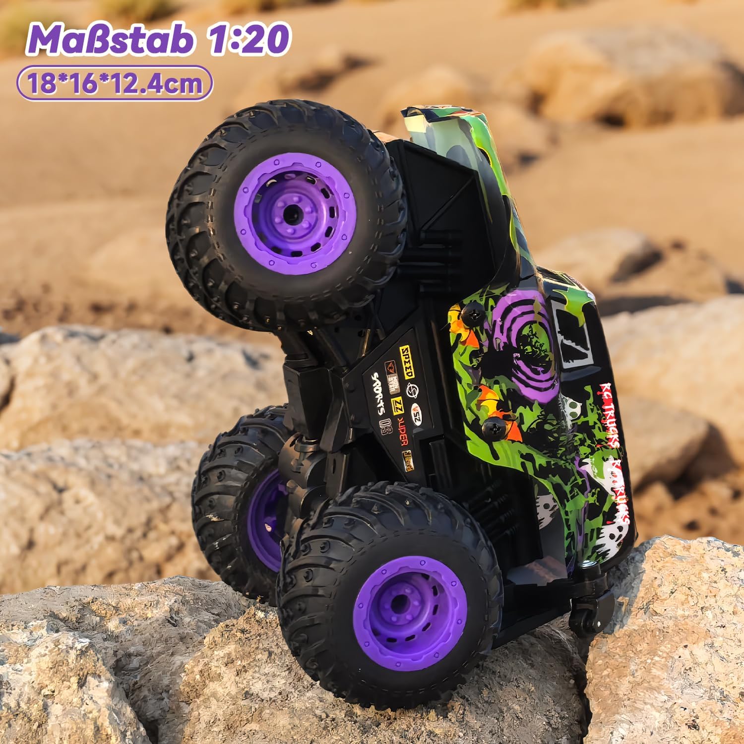 Thumbnail 6 de Ferngesteuerter Monstertruck 20 km/h mit Licht & Musik (2,4 GHz, 360°-Drehung) – 1/20 RC Monstertruck
