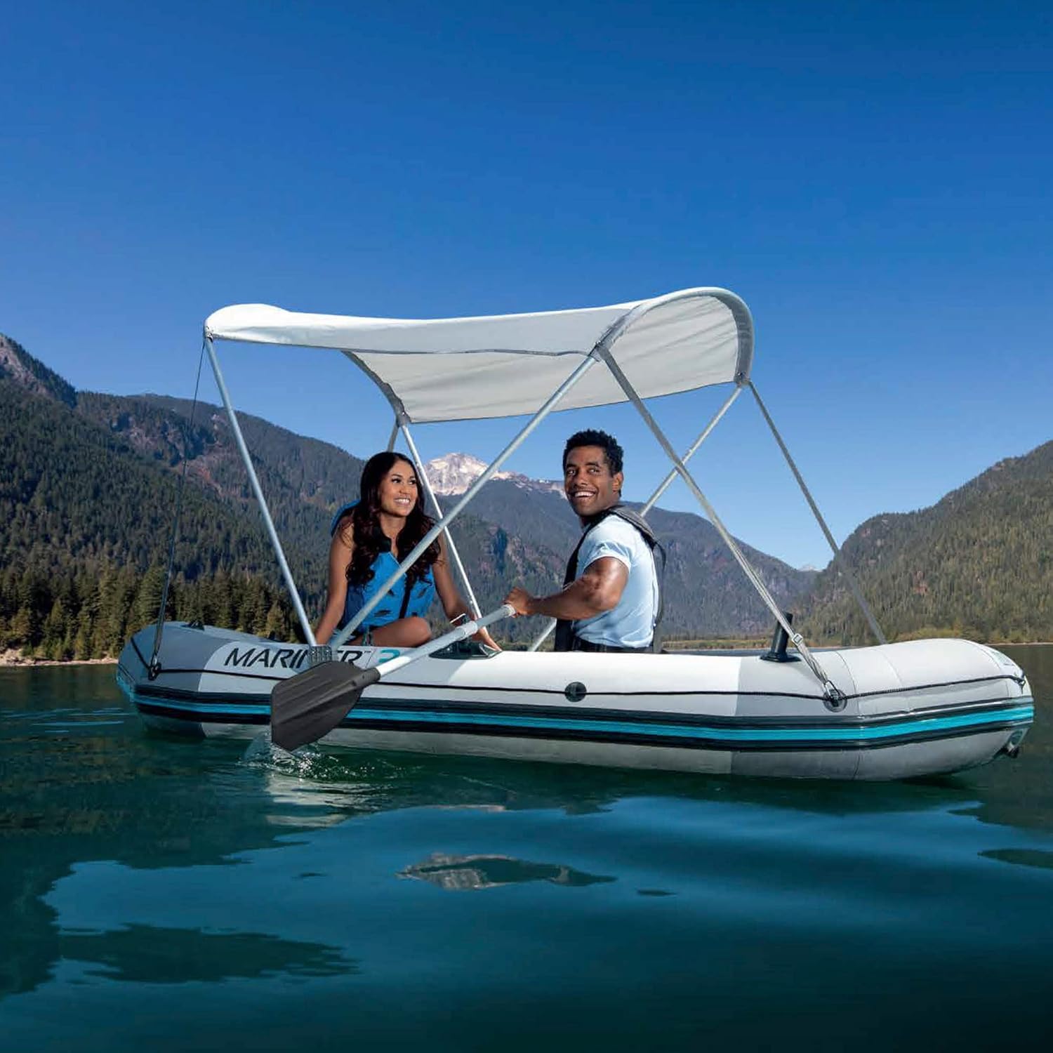 Detalle 2 de Intex Bootsverdeck BALDACHIN-Größe 160 cm x 142 cm – hochwertiger Sonnenschutz für INTEX-Boote