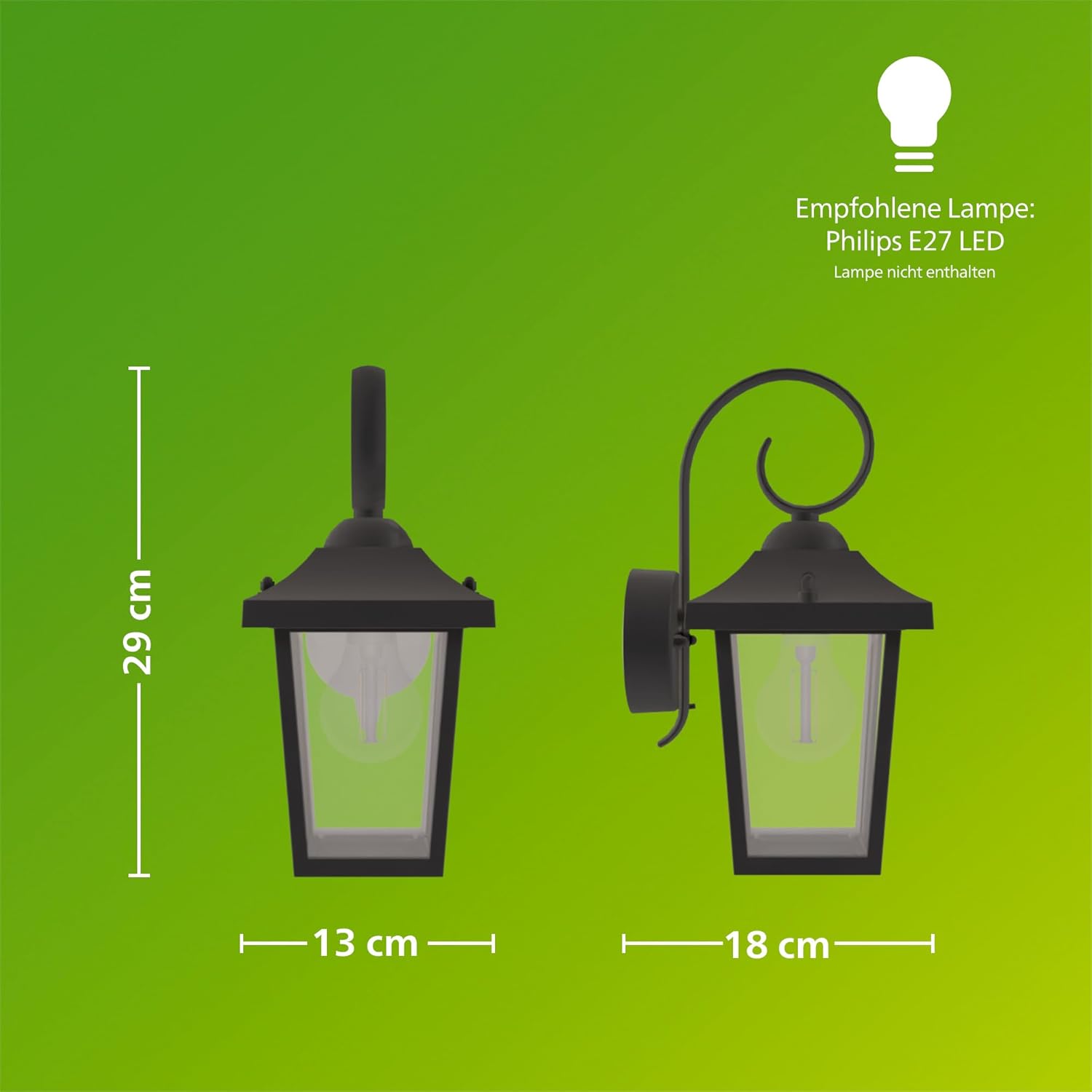 Thumbnail 6 de Philips Buzzard Außenwandleuchte – E27, IP44, schwarz