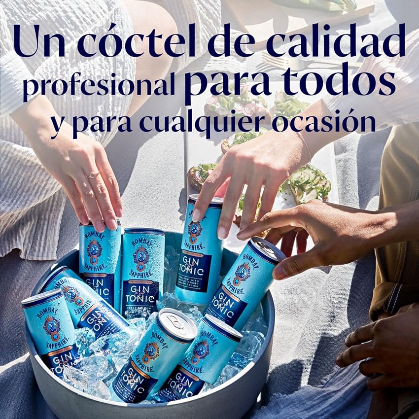 Detalle 1 de Bombay Sapphire Gin & Tonic en Lata, Listo Para Disfrutar 🍸