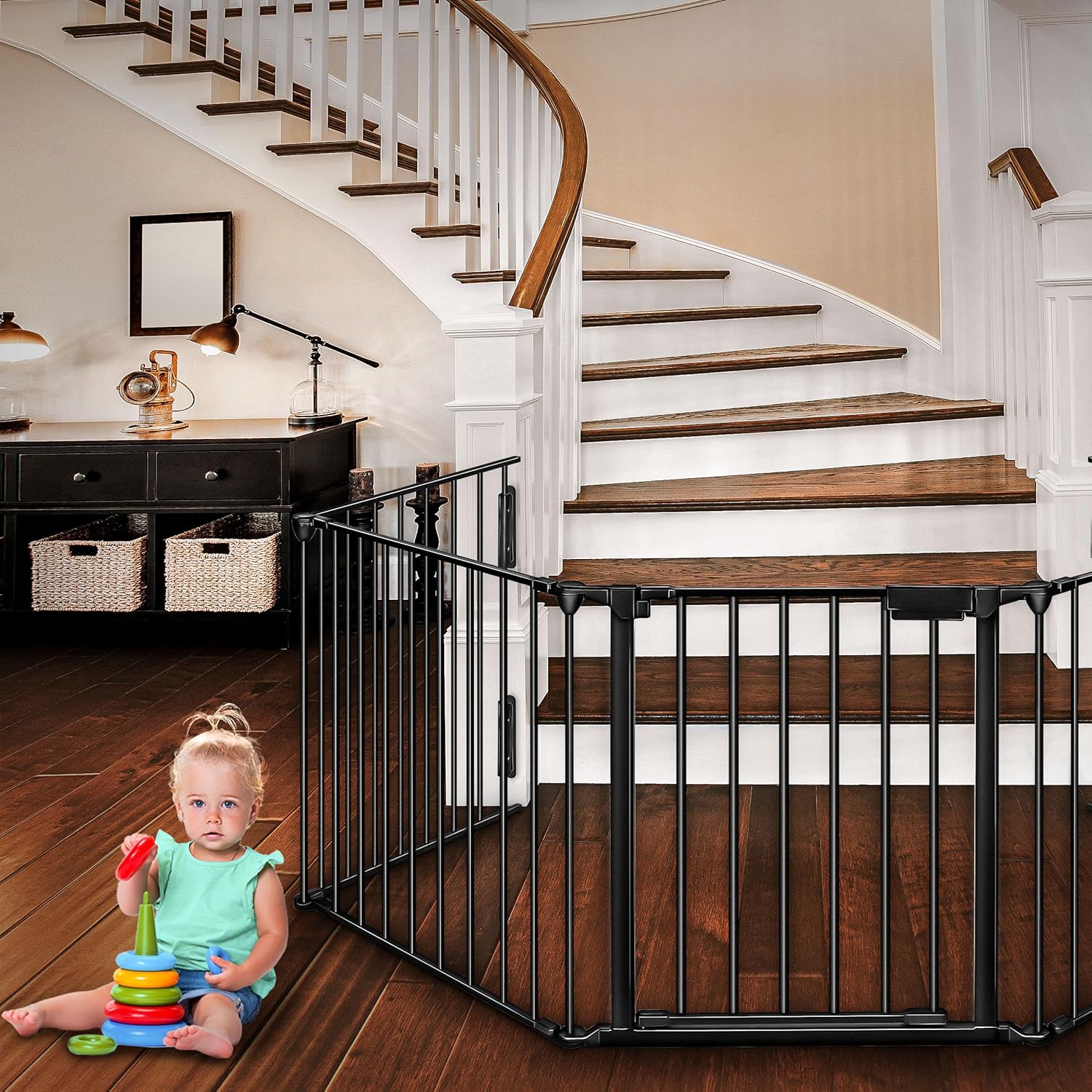 Thumbnail 6 de KIDUKU Barrière de sécurité Enfant Grande Version 420 cm – Grille de Protection métallique pliable avec porte