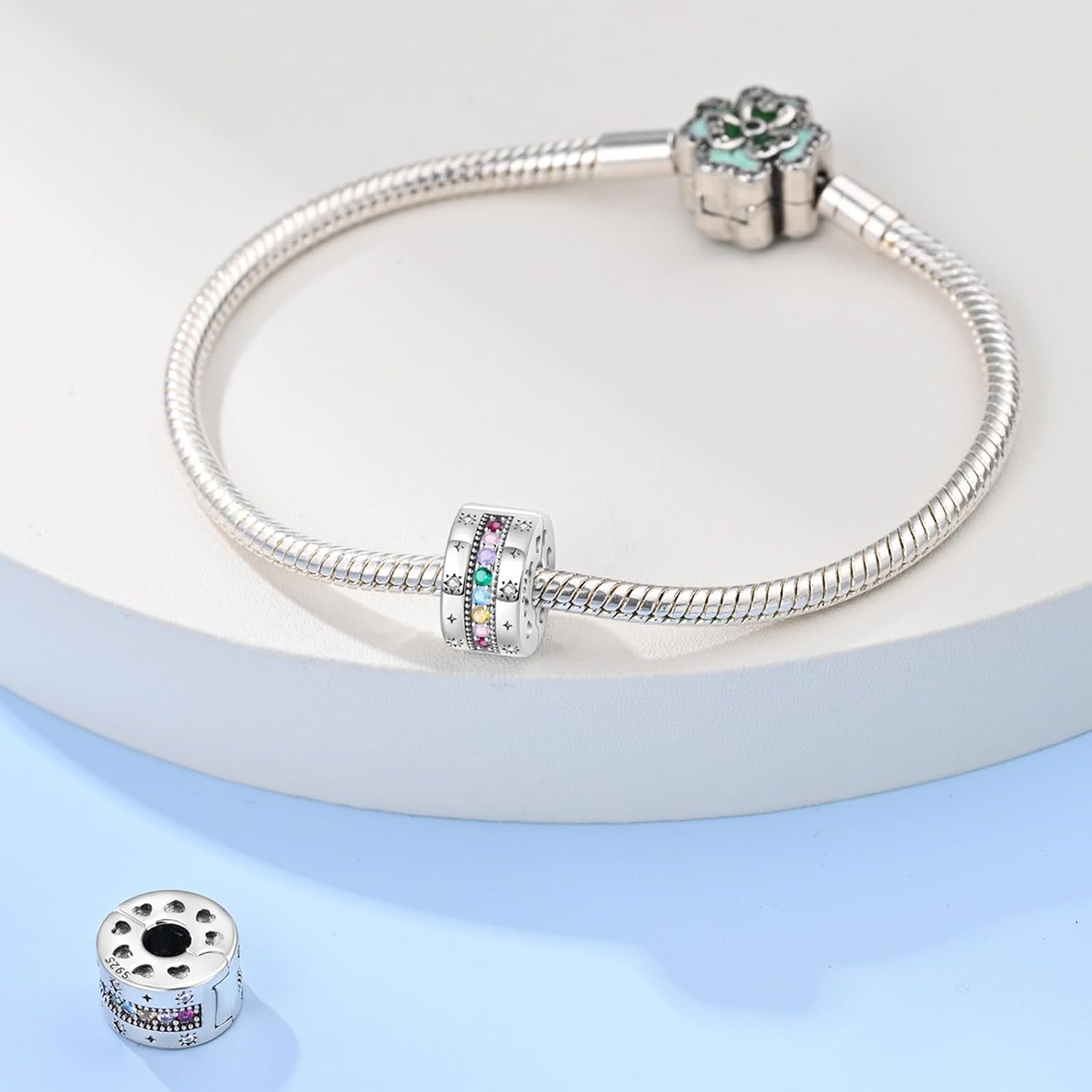 Detalle 2 de YIXUAN Kompatibel mit Pandora Armbändern – 925er Silber Anhänger, Geburtsstein-Charms
