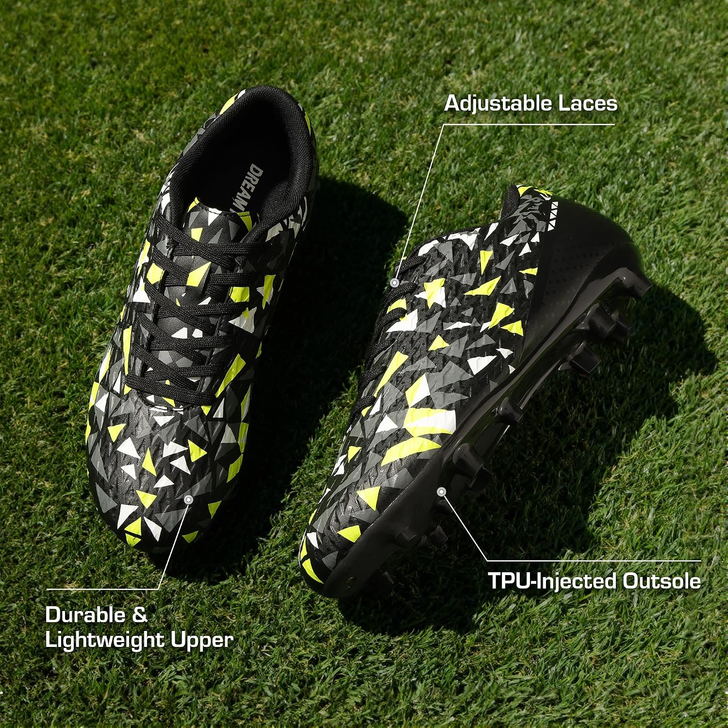 Detalle de DREAM PAIRS Men’s Soccer Cleats Lace-Up Firm Ground Athletic Shoes