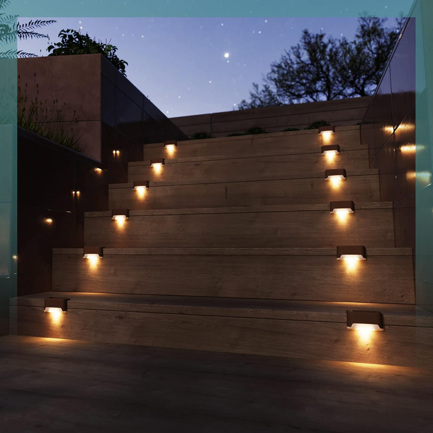 Detalle de GIGALUMI Solar Deck Lights (16 Pack) Bronze Warm White step & fence lights