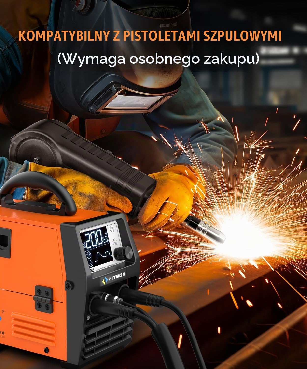 Detalle 2 de HITBOX HIM200 – spawarka 4-w-1 MIG bezgazowa, MMA/ARC i LIFT TIG, 230 V