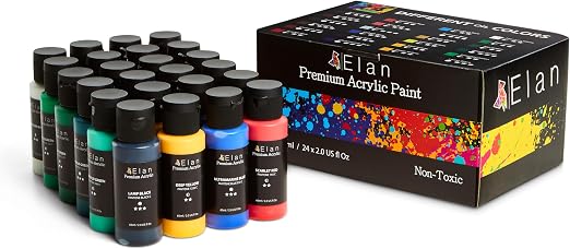Detalle de Elan Pinturas Acrílicas - Set de 24 Botellas 🎨