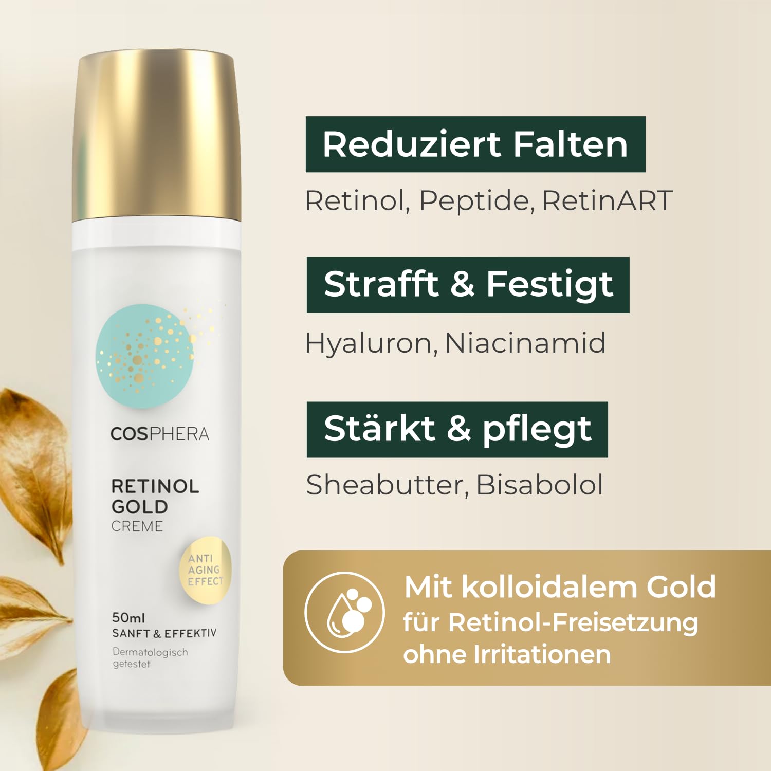 Detalle de COSPHERA Retinol Creme Anti Falten 50 ml