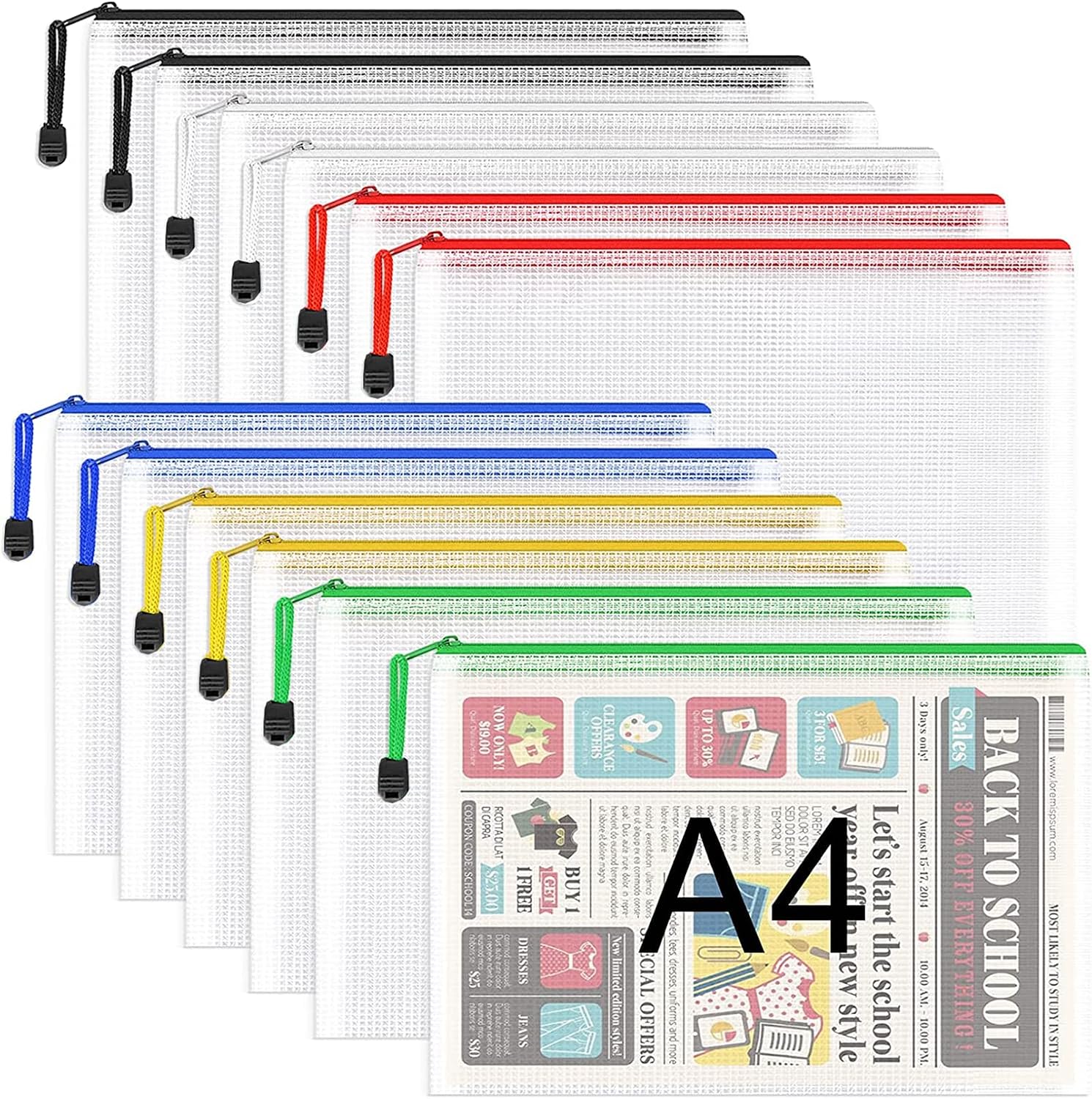 Detalle de A4 Plastic Zip Folders 12 Pack
