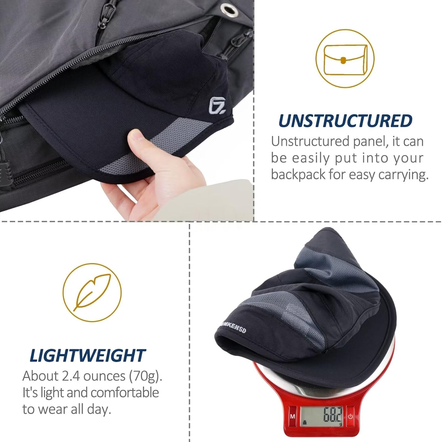 Detalle de GADIEMKENSD Quick Dry Sports Hat UPF50+ Soft Outdoor Run Cap (56–60cm)