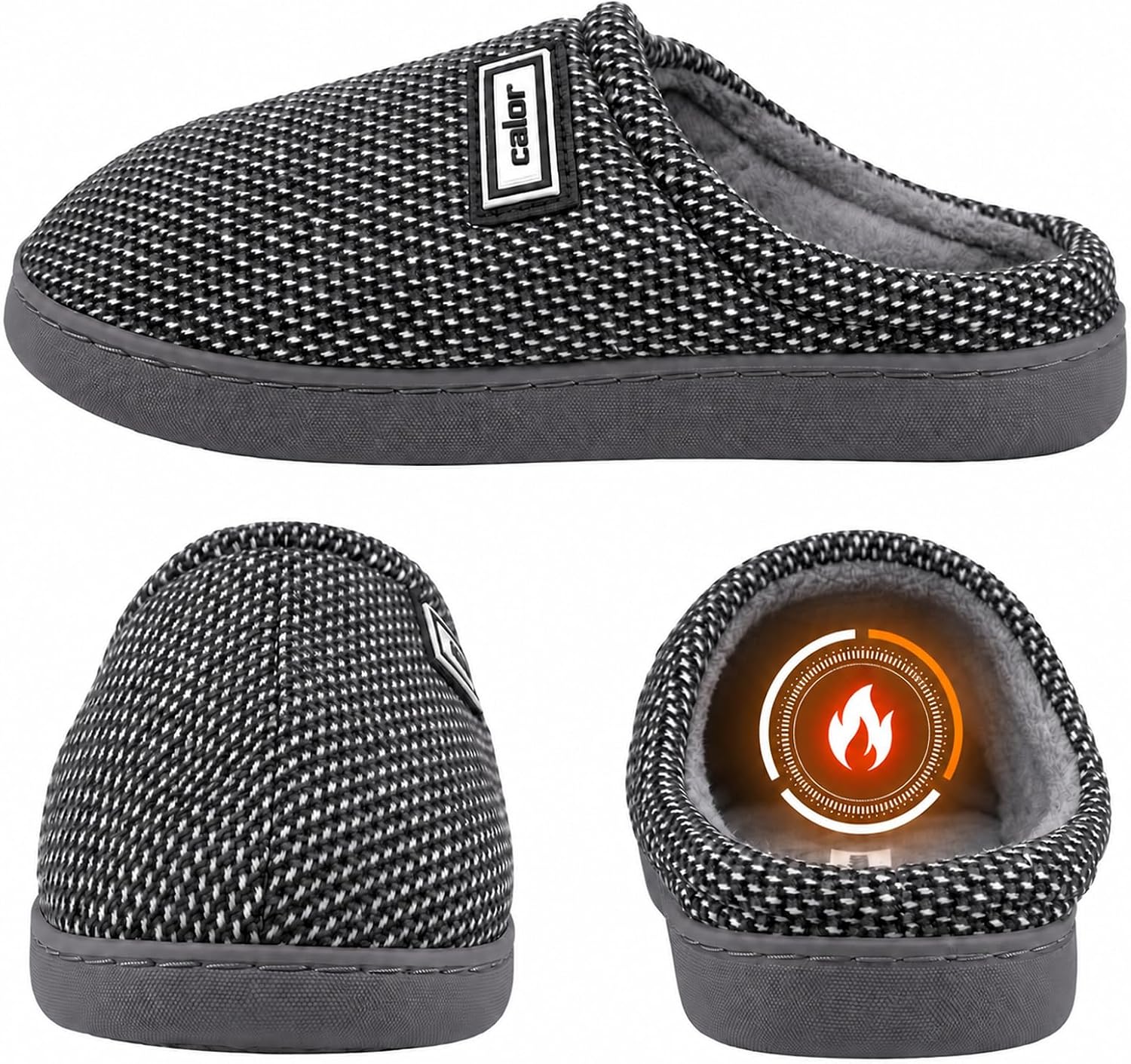 Detalle 2 de JOMIX herenpantoffels voor de winter met bont, pluche en antislip