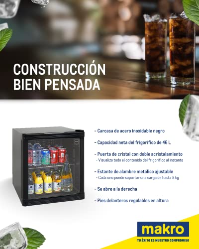 Thumbnail 1 de METRO Professional GPC1046: Mini frigorífico con puerta de cristal en negro, 46 L