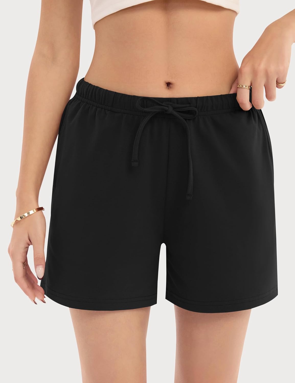 Detalle de JOYLADY Women's Sleep Shorts: Cotton Lounge Pajama Shorts with Drawstring Waist