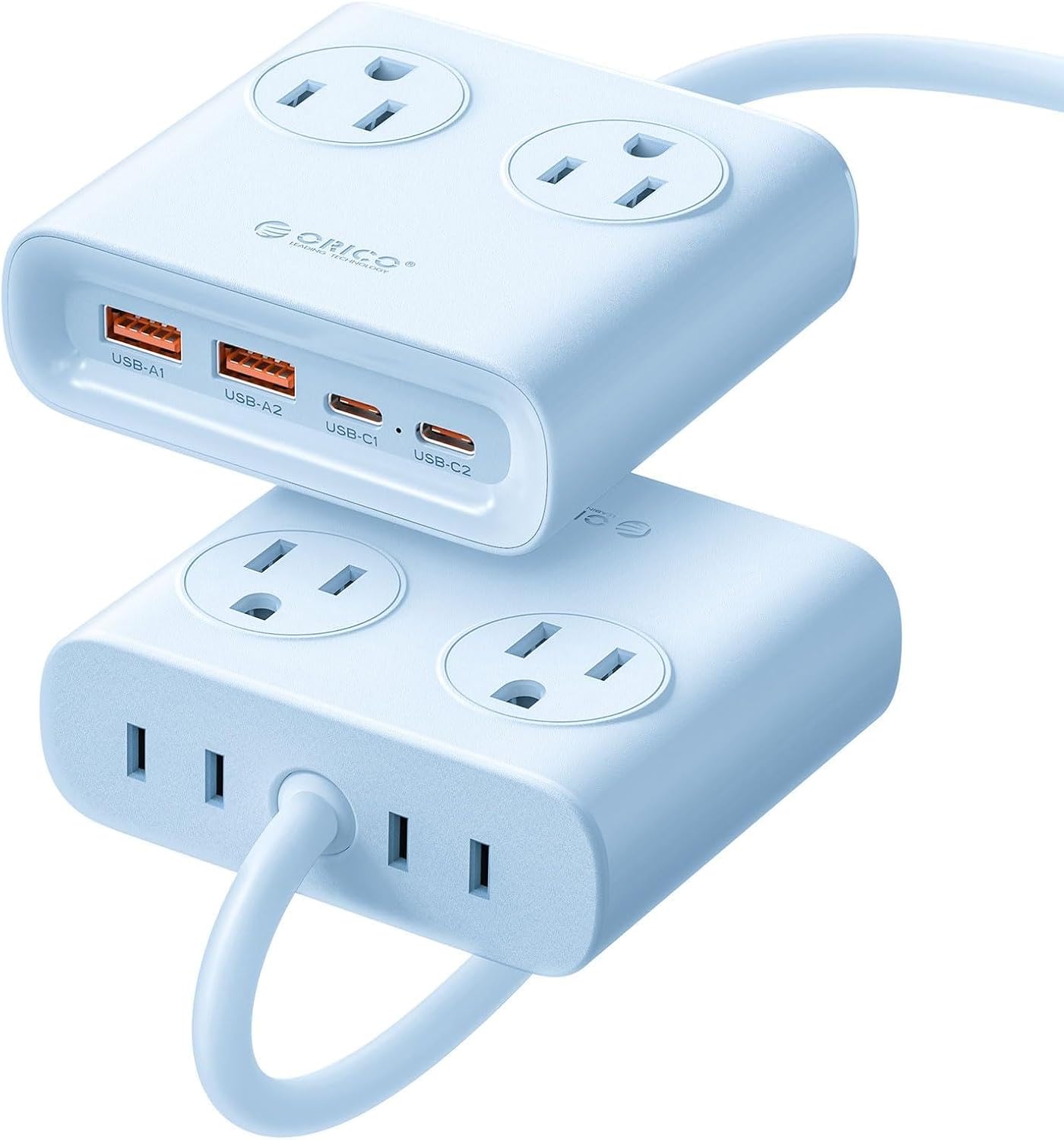 Detalle de ORICO PDC25-4A2U2C-US GaN Power Strip, 25W USB-C, 4 AC Outlets