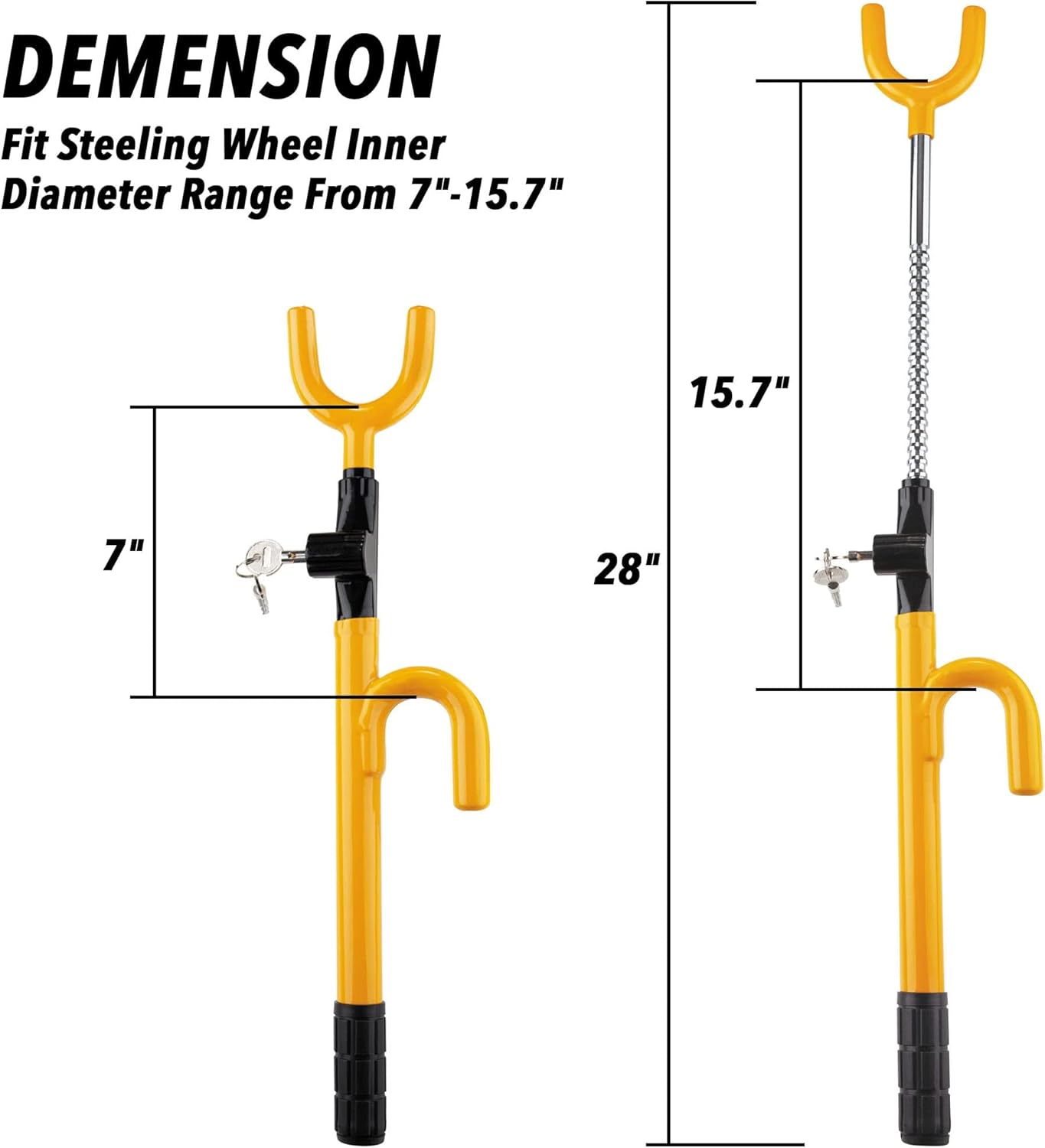 Thumbnail 5 de CARTMAN Vehicle Steering Wheel Lock 7-15.7 in