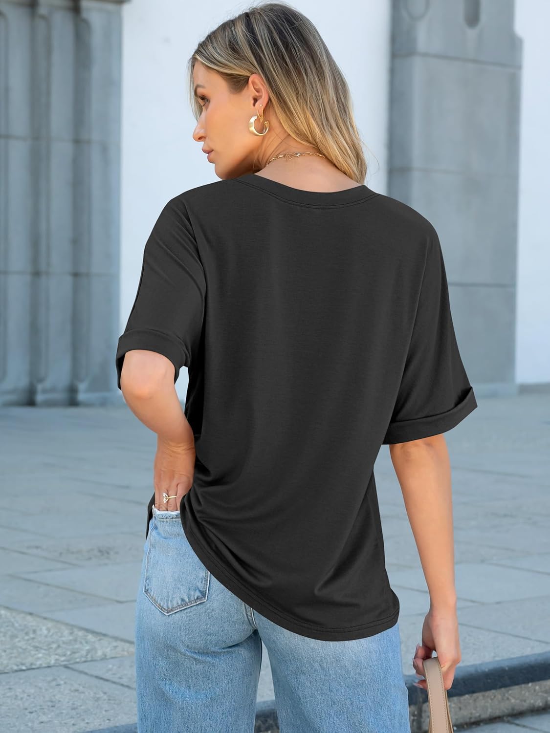 Thumbnail 3 de ANRABESS Women’s Oversized Short-Sleeve T-Shirt with Pocket (Loose Fit Summer Basic Tee)