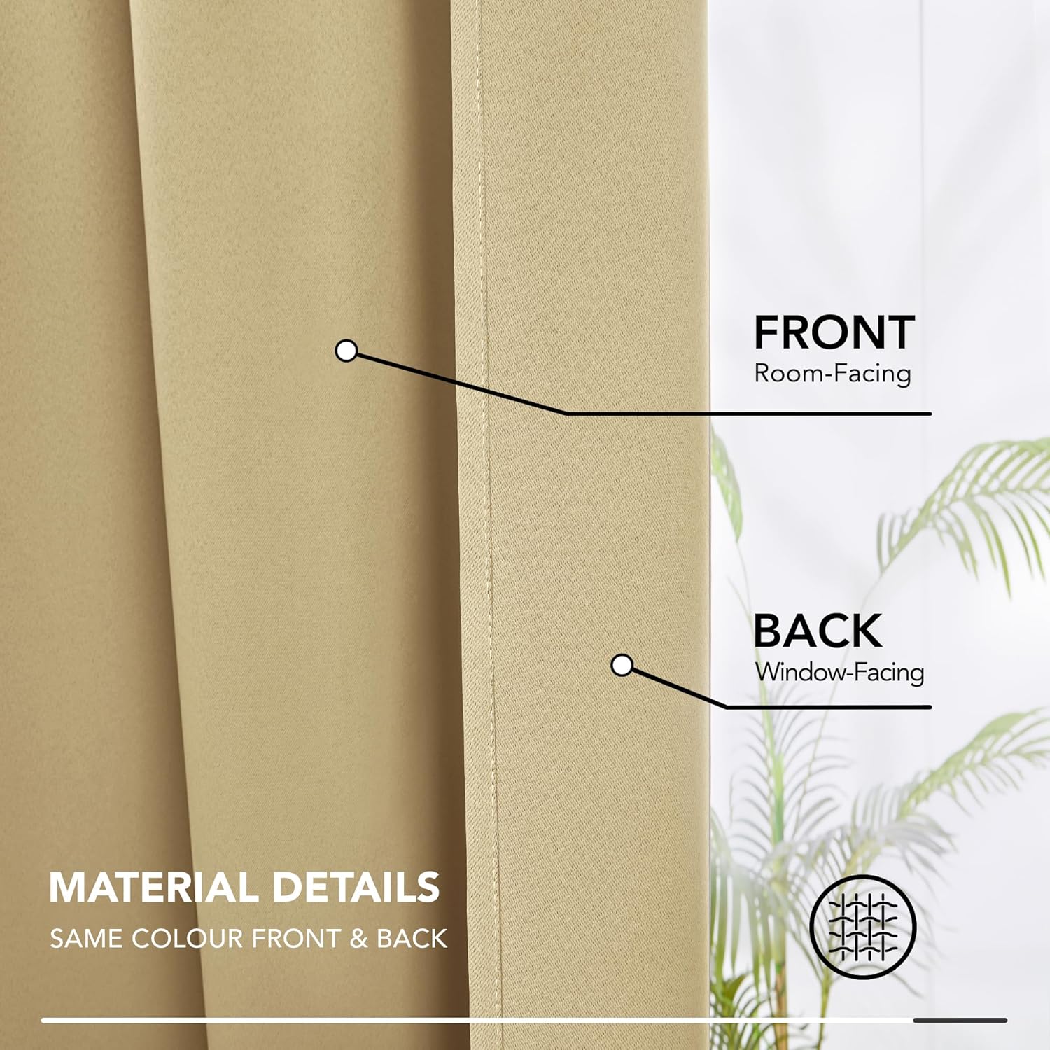 Thumbnail 6 de Deconovo Pencil Pleated Blackout Curtains for Winter (46 x 72 Inch) - Biscotti Beige, 2 Panels