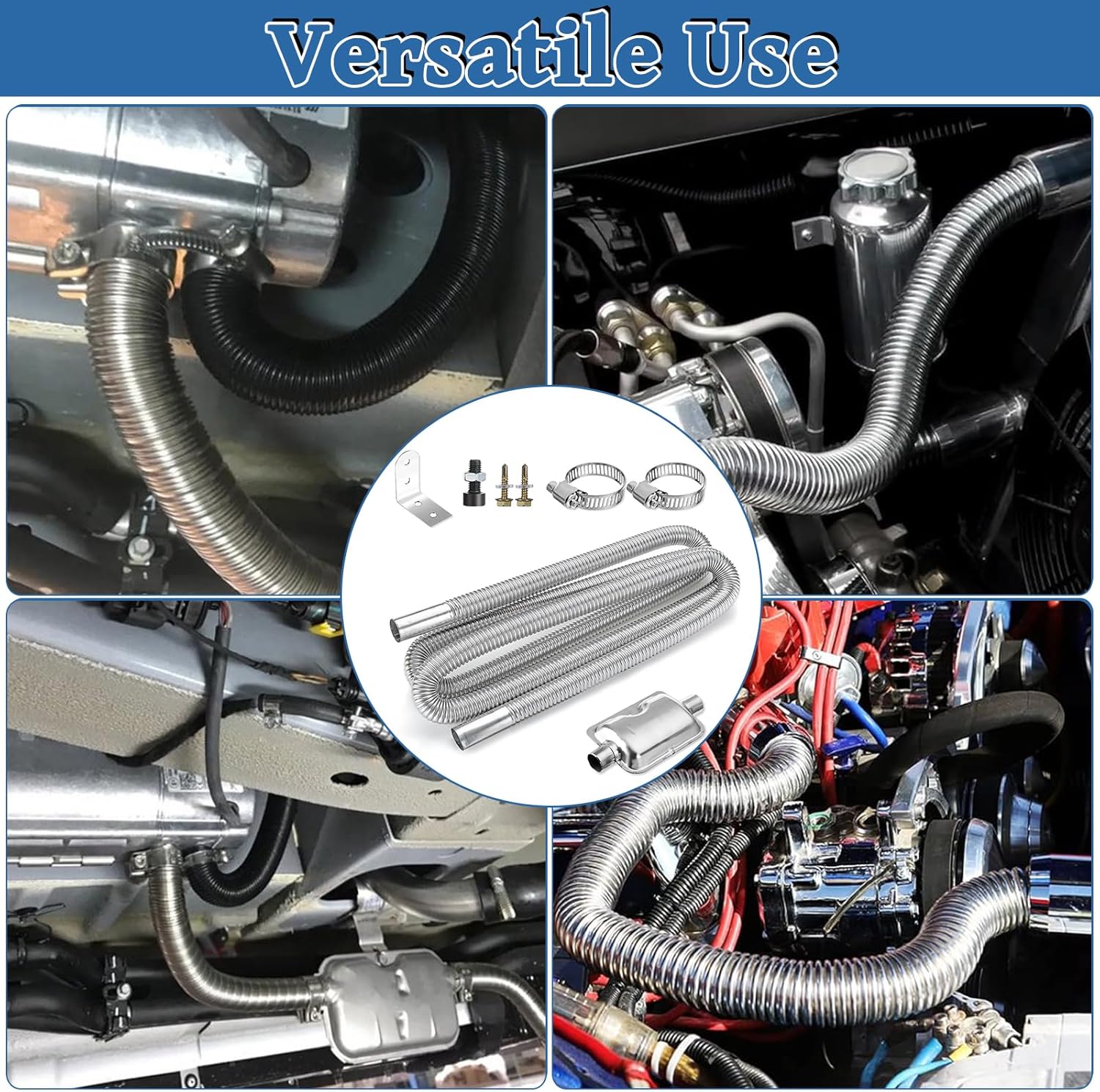 Thumbnail 6 de Diesel Heater Exhaust Pipe, 300cm Stainless Steel Exhaust Tubing with Silencer & Hose Clips