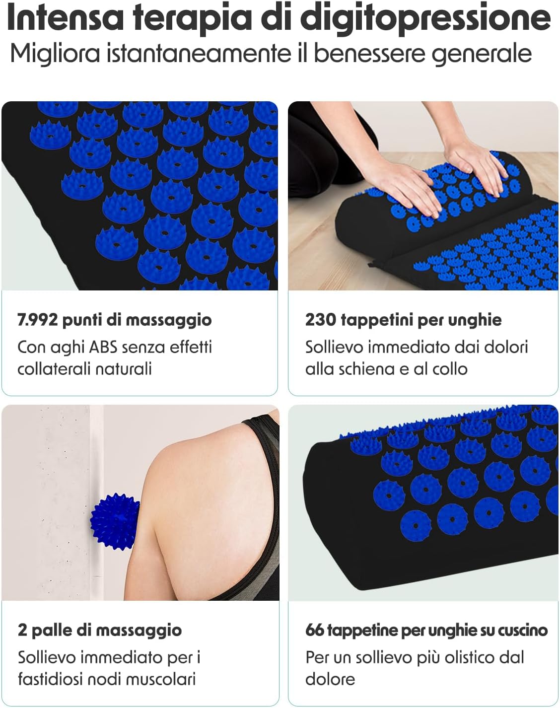 Thumbnail 2 de LifeGoods Mysa tappetino agopressione con sfere massaggianti e borsa nero e blu
