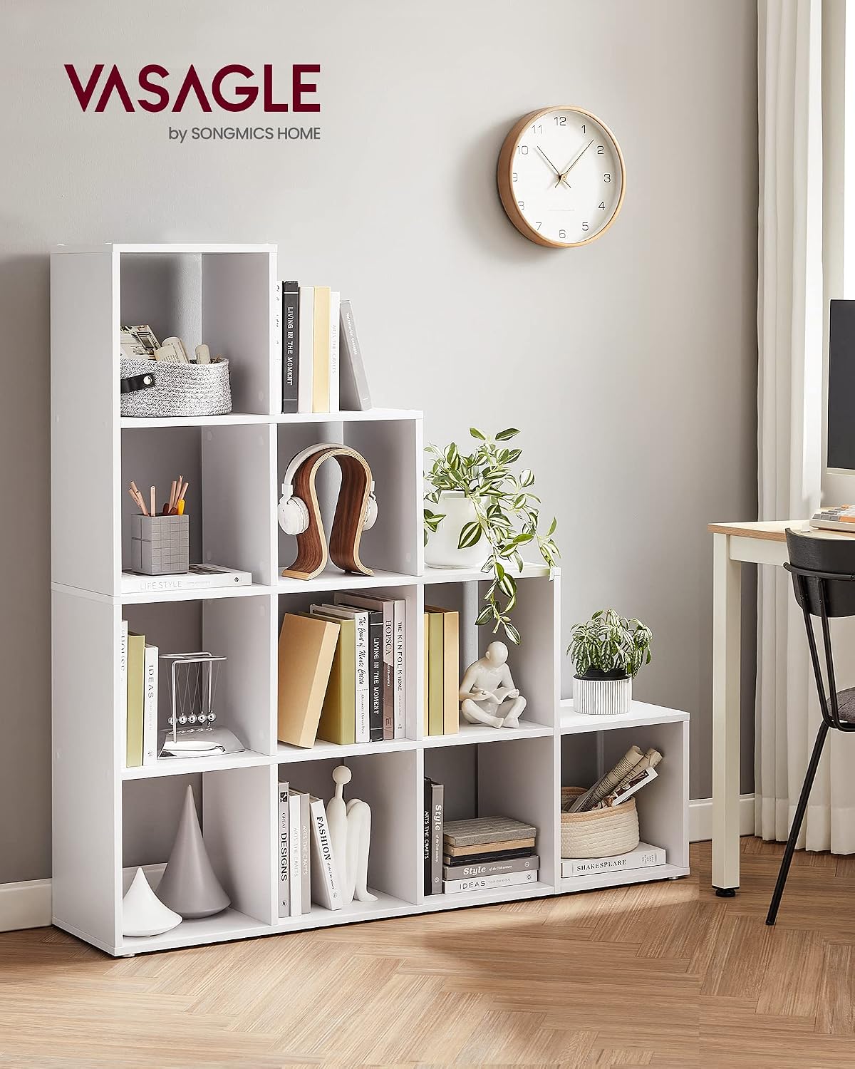 Detalle 2 de VASAGLE CUSTOS Collection LBC10WT 10-Cube Bookcase, Cloud White