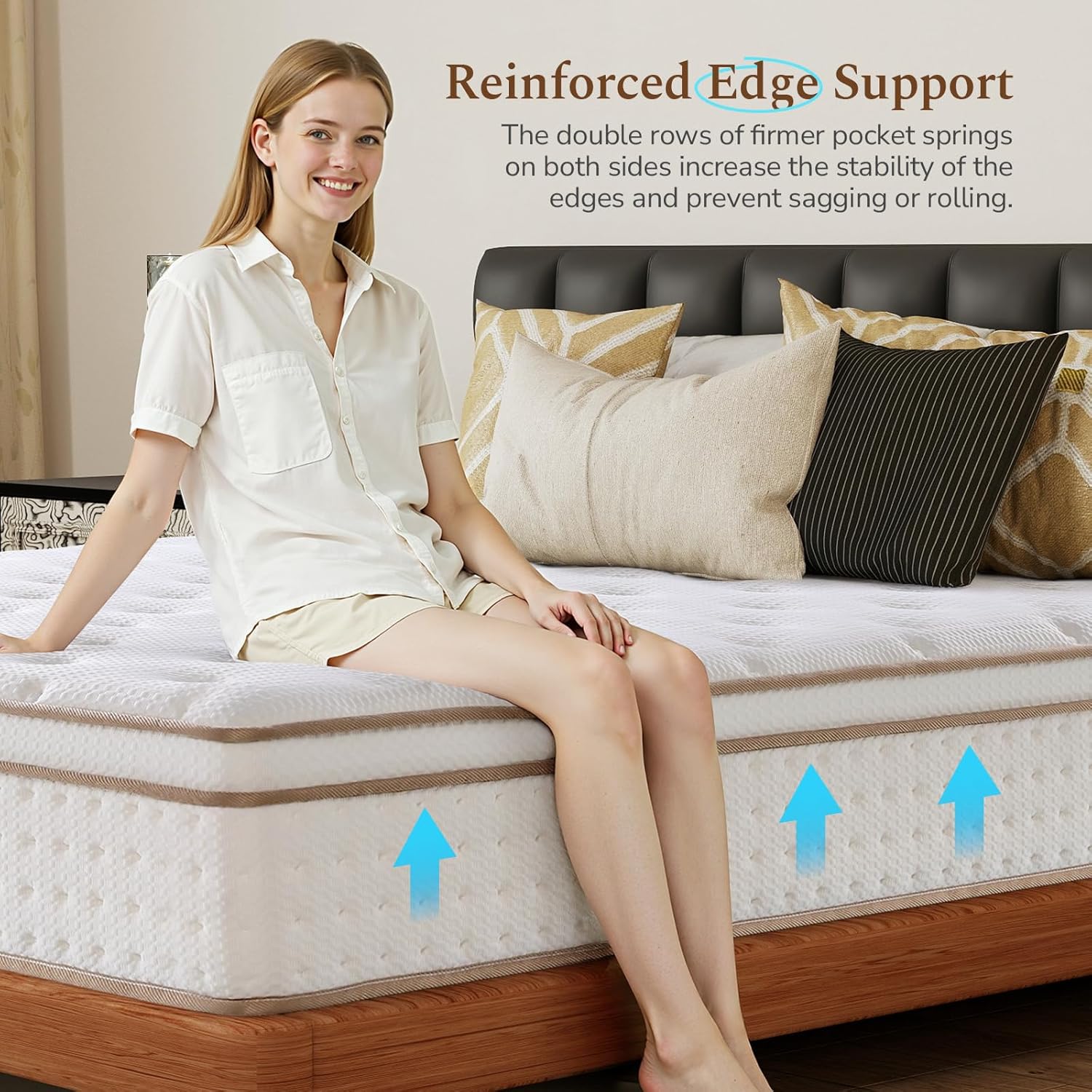 Thumbnail 6 de Slily 12 Inch 4ft6 Double Mattress – Hybrid Memory Foam Pocket Sprung, 7-Zone Orthopaedic, Medium-Firm