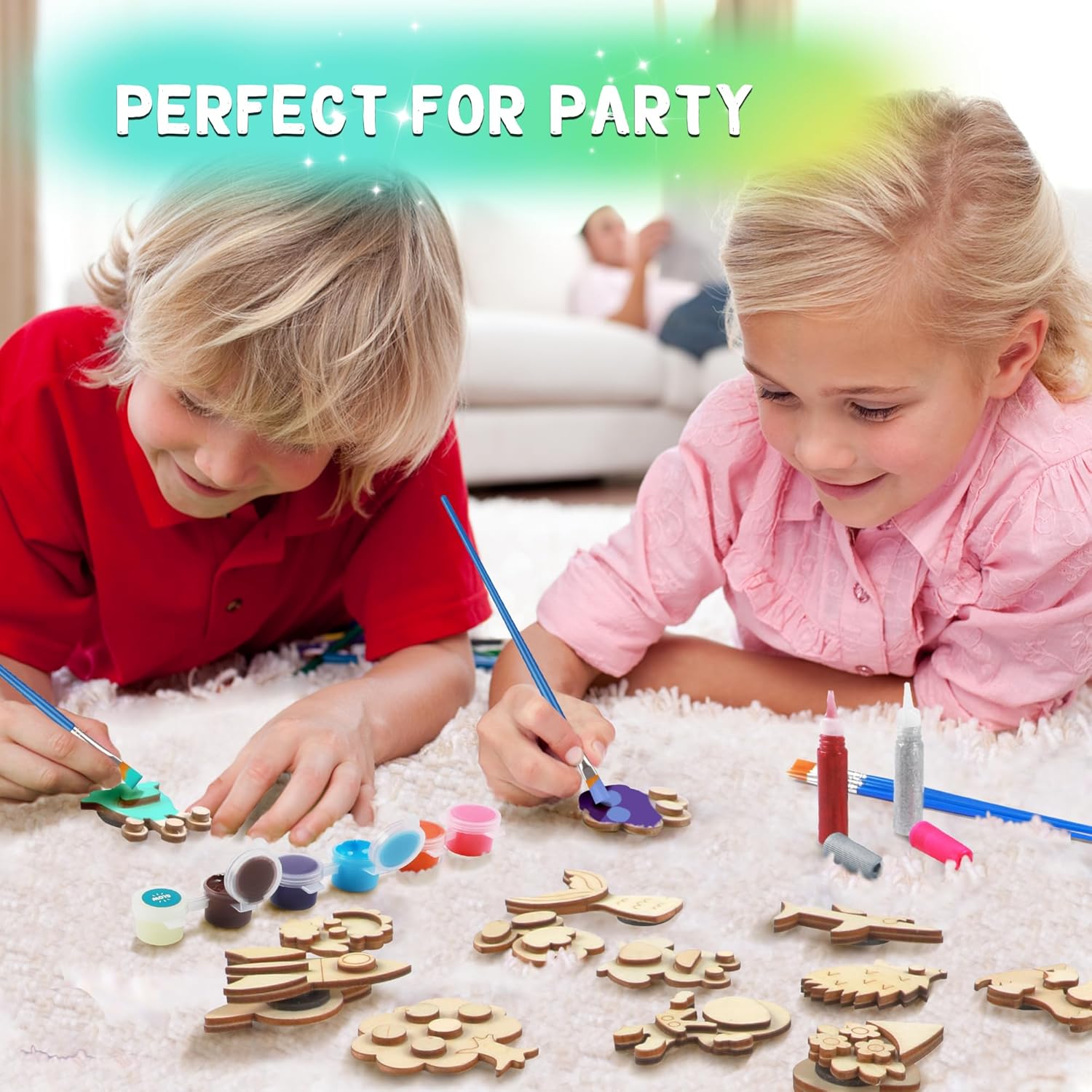 Thumbnail 2 de Byncceh Kit de Peinture Aimant en Bois 40 Pièces – Activité créative pour enfants dès 6 ans