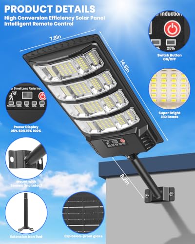 Detalle de LEKIA Farolas Solares Exteriores con Sensor de Movimiento y Control remoto