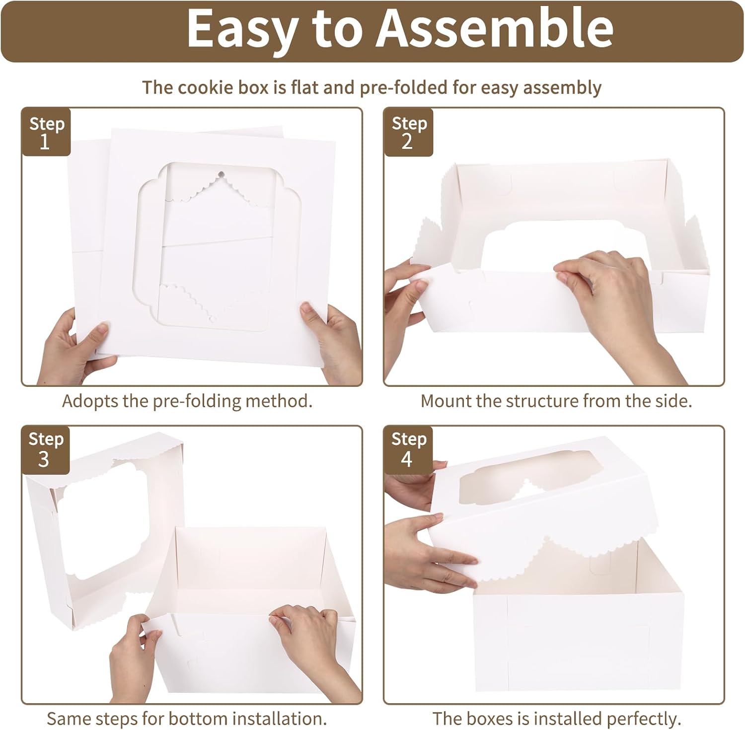 Thumbnail 2 de Moretoes 12-Inch Cake Boxes, 24-Pack, White Cardboard with Window