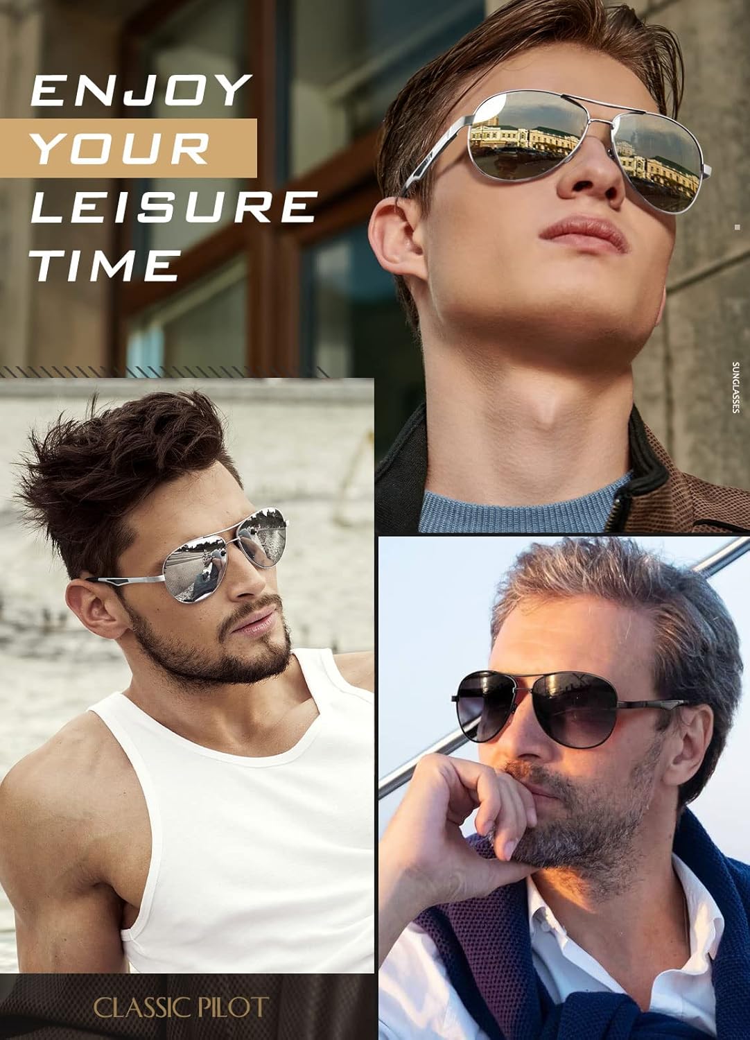 Thumbnail 1 de GQUEEN Pilotenbrille Herren Polarisiert UV400 – Pilot Sonnenbrille für Damen und Herren, MOS1