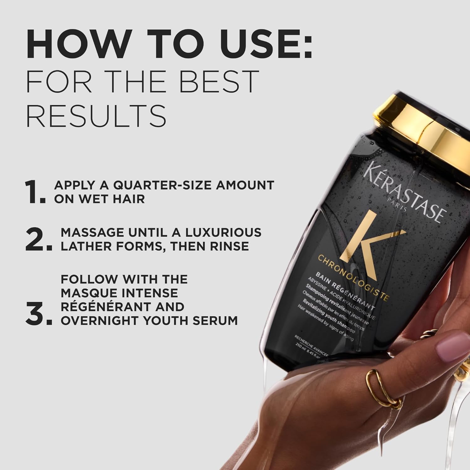 Detalle de Kérastase Chronologiste Bain Régénérant: shampoo rivitalizzante da 500 ml per capelli più forti e luminosi