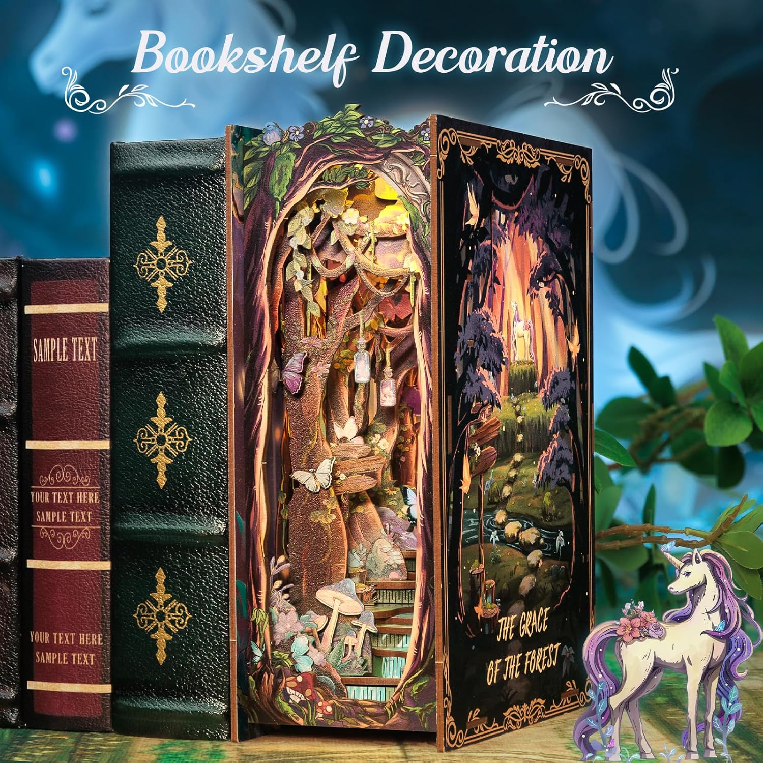 Thumbnail 6 de Cutefun Book Nook Kit – Forest Unicorn DIY Miniature with LED Light