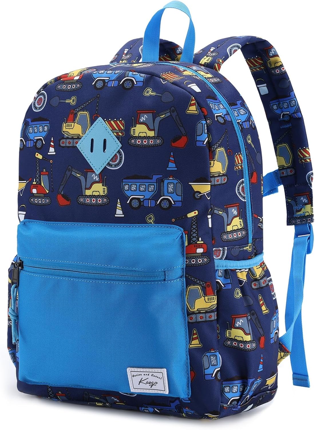 Detalle de Kasgo Kids Backpack for Boys Girls (13L) – 29×12×38cm school bag with chest strap and water bottle holders