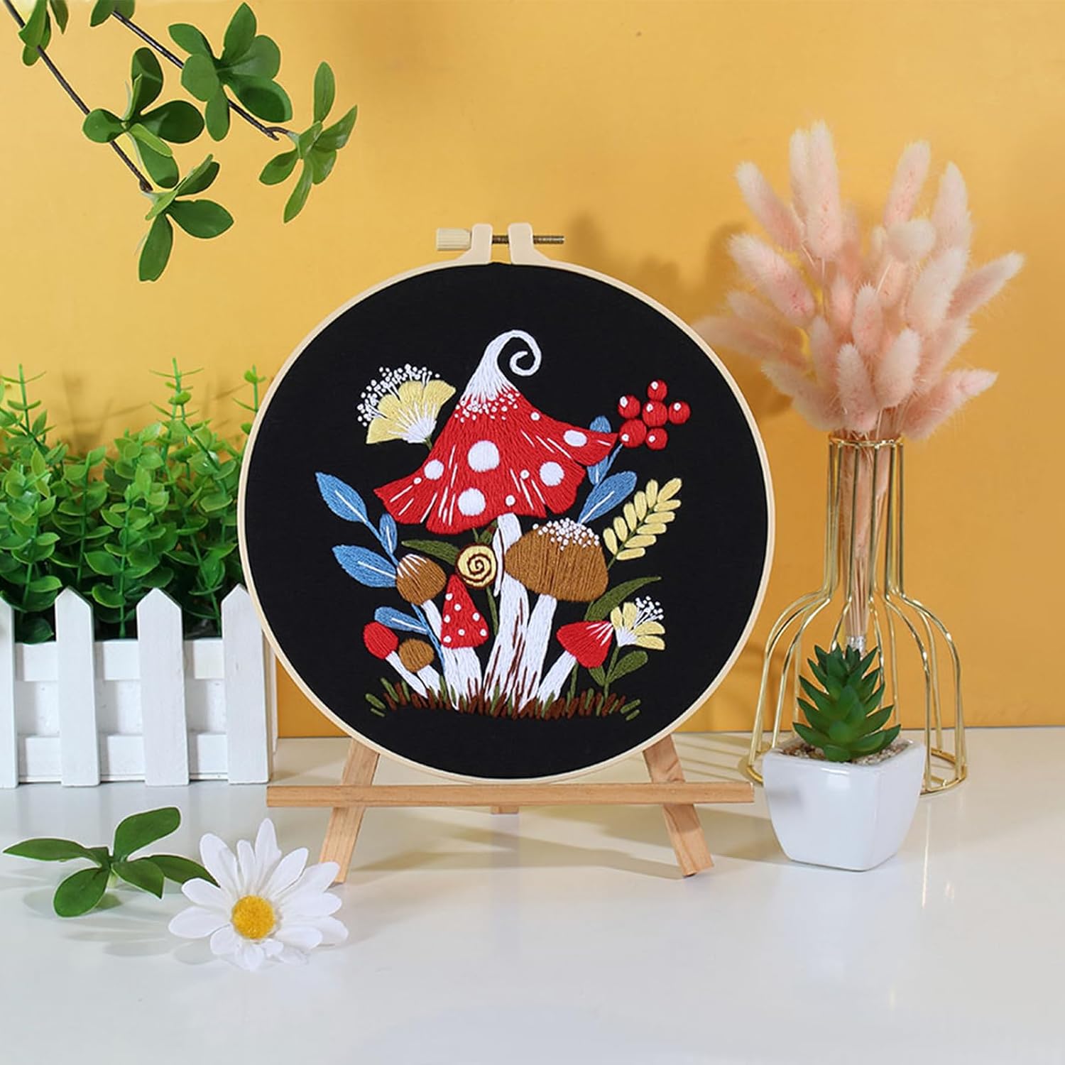 Thumbnail 6 de Smart-Feather 3 Sets Mushroom Embroidery Kit for Beginners (with hoop) – DIY craft project for adults