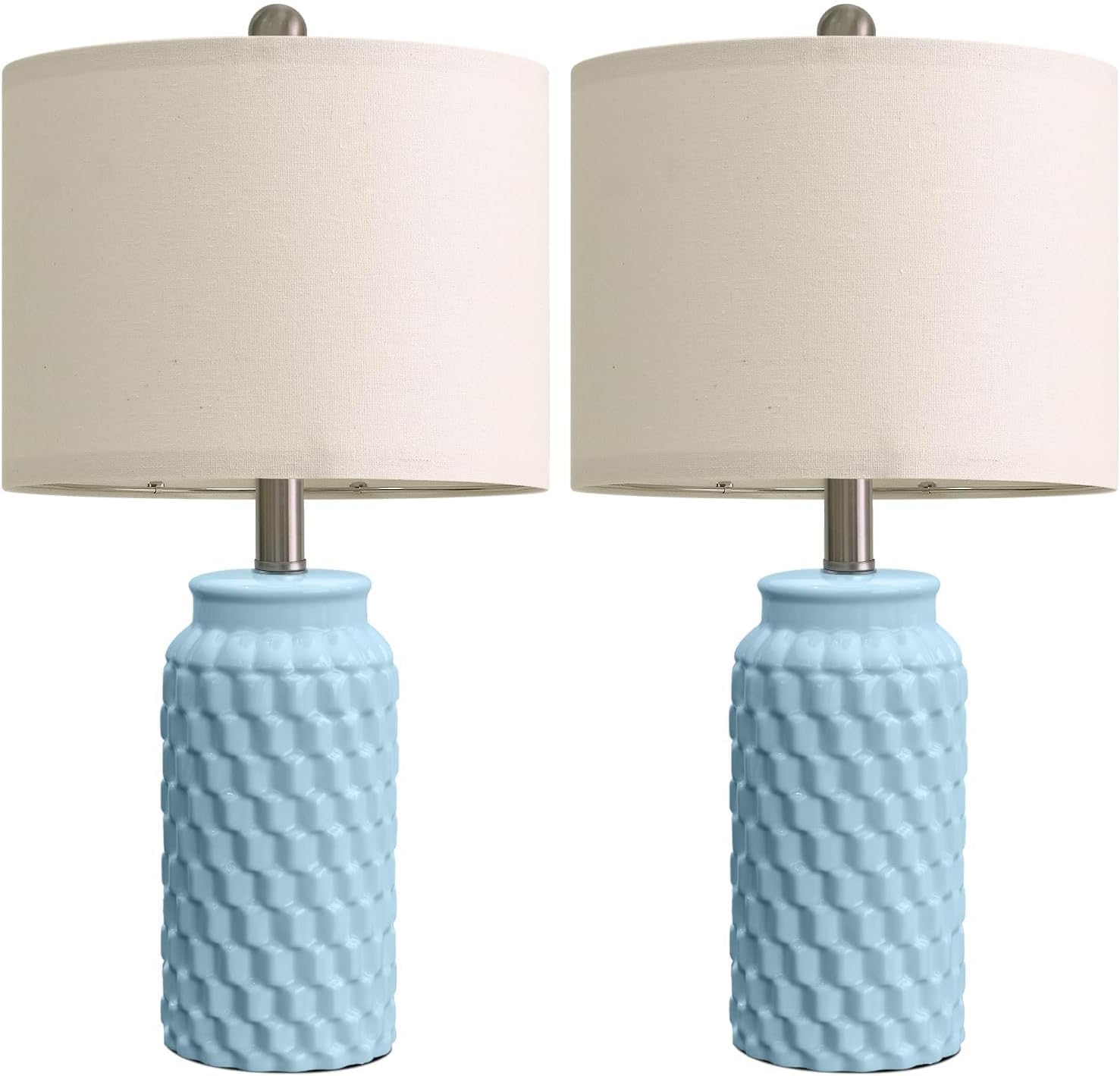 Thumbnail 6 de USumkky 20.5" Light Blue Ceramic Table Lamps, Set of 2 with Linen Shades