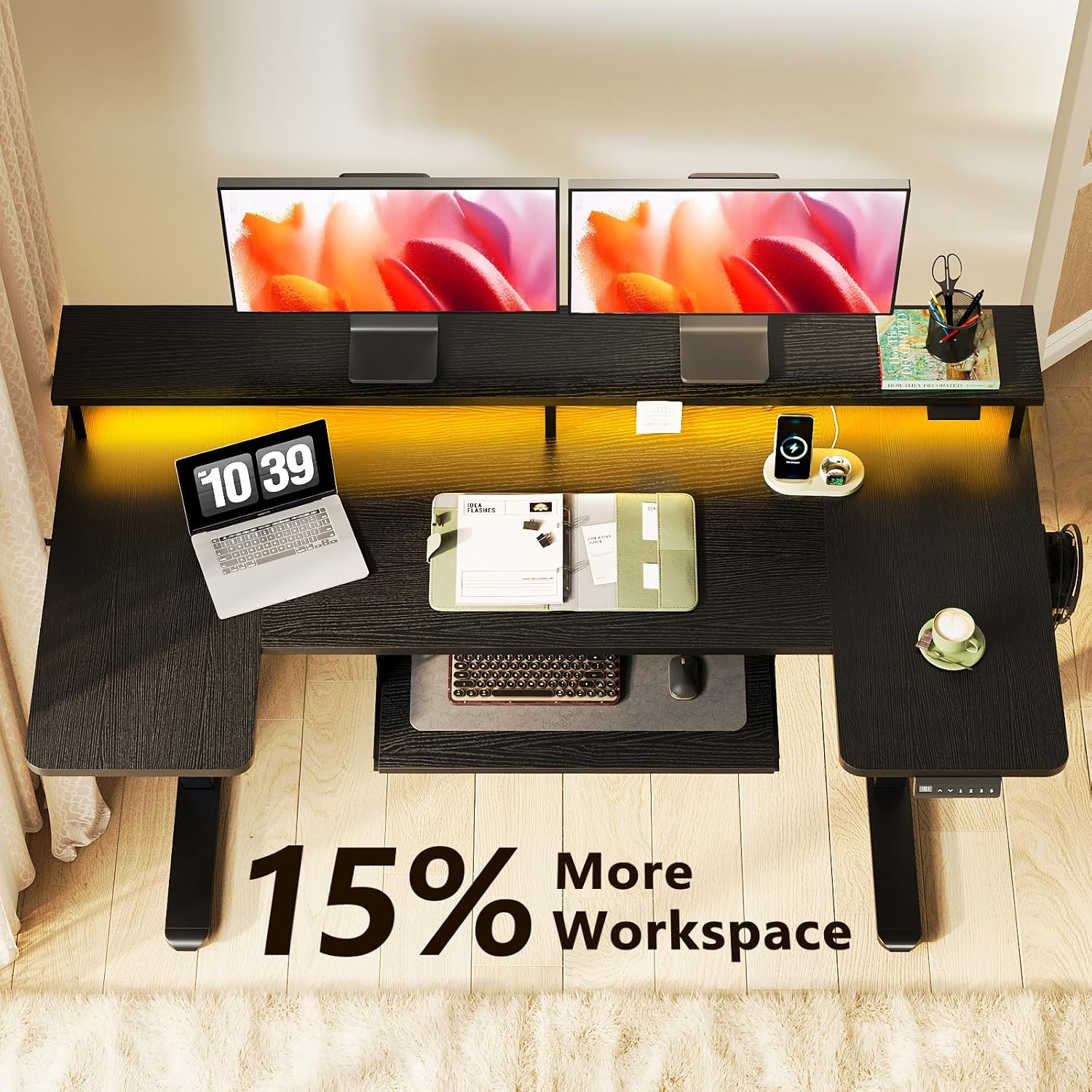 Detalle 1 de OffiGo U-Shaped Electric Standing Desk, 55-Inch