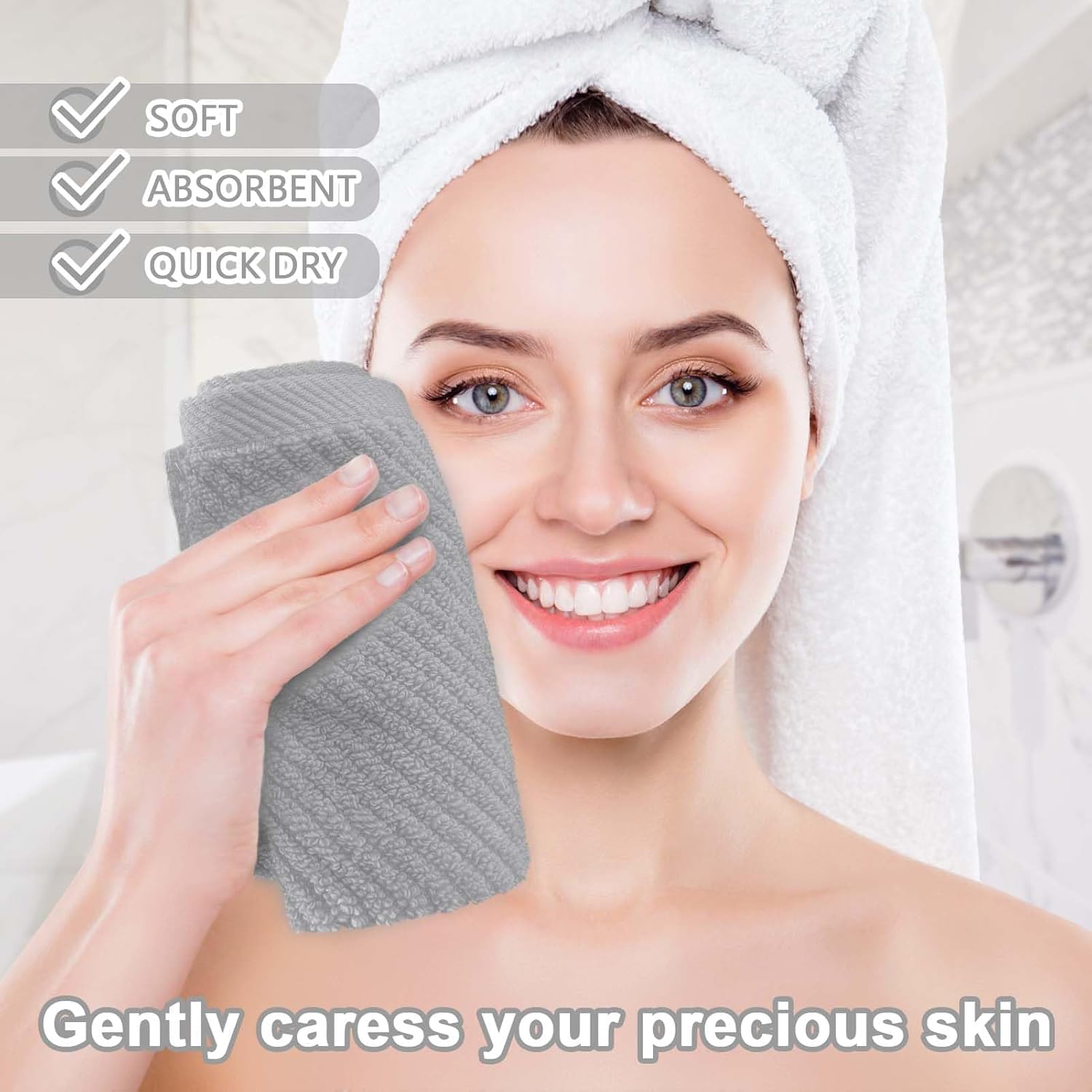 Thumbnail 3 de VOOVA & MOVAS Grey Washcloths 6PC 13x13" 🧖