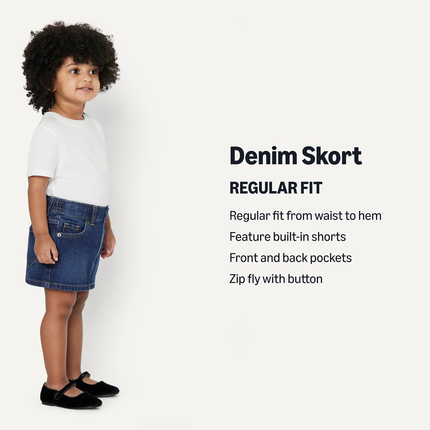 Detalle de Amazon Essentials Girl's Toddler & Girls' Medium Stretch Regular-Fit Denim Skort