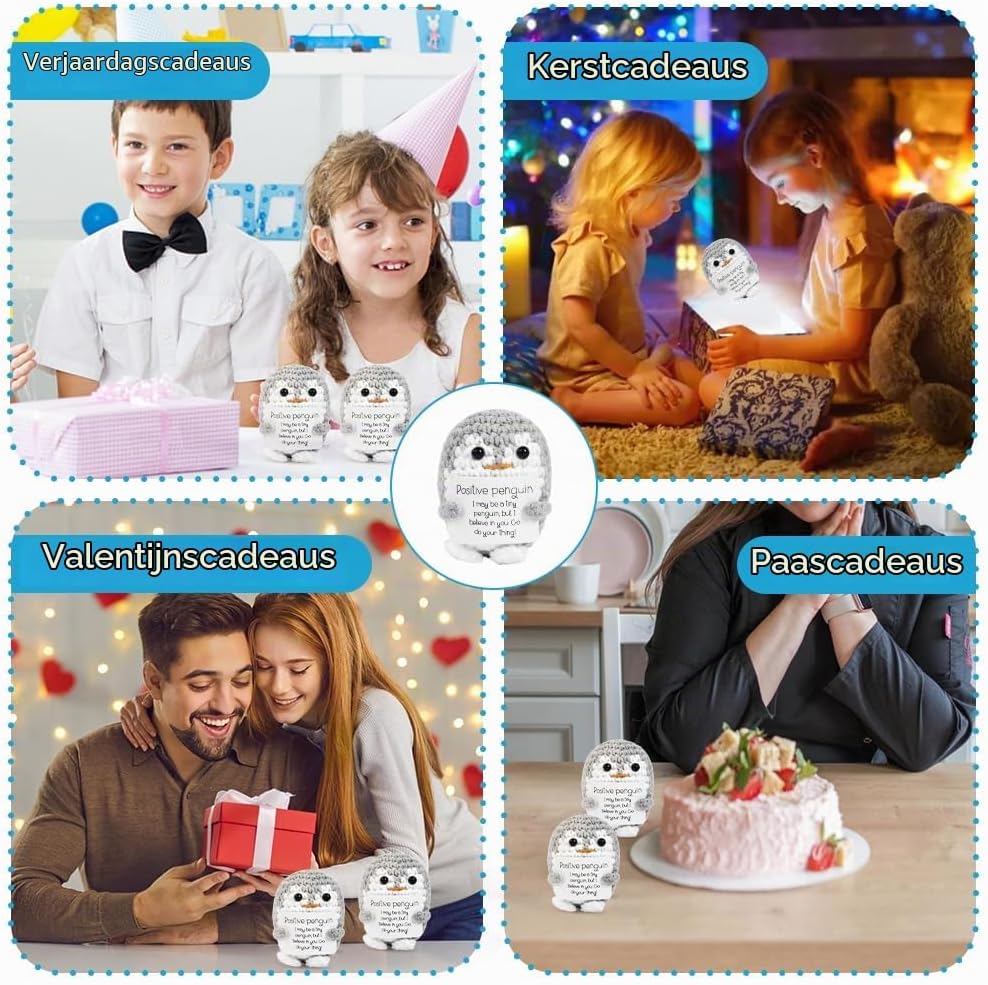 Thumbnail 5 de Vicloon gebreide pop met positieve kaart, handgemaakt en zacht