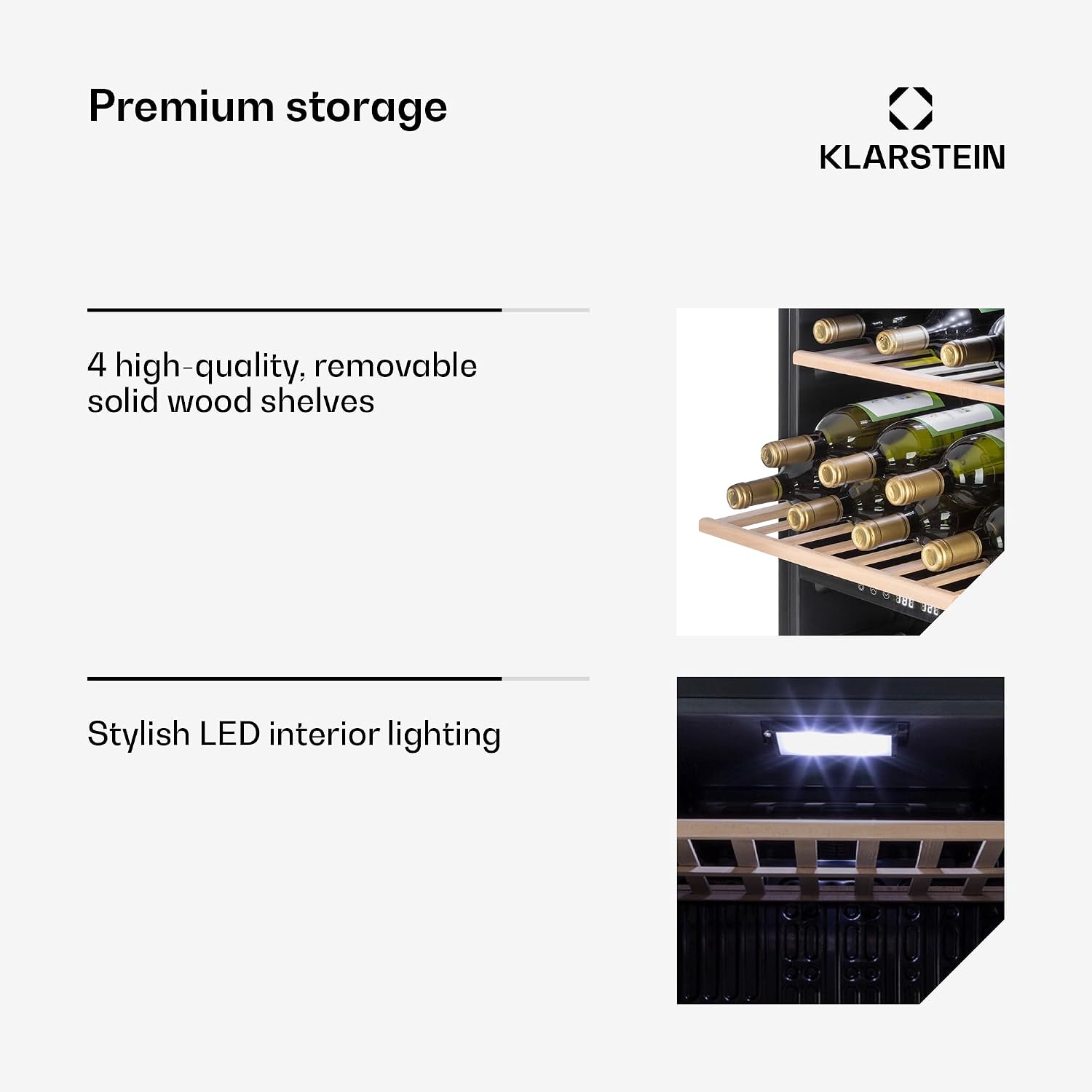 Detalle de Klarstein 10045908 Dual-Zone Wine Cooler, 45 Bottles, 5–18 °C, Glass Door
