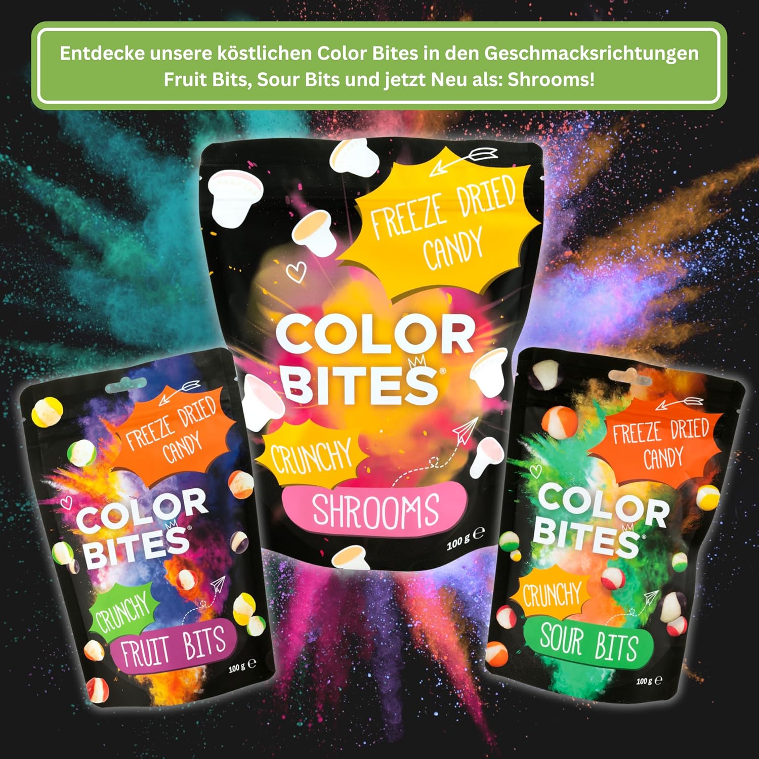 Detalle de Color Bites – Gefriergetrocknete Süßigkeiten (4x100 g) Knusprige Vegane Bonbons – Amerikanischer Trend auf TikTok