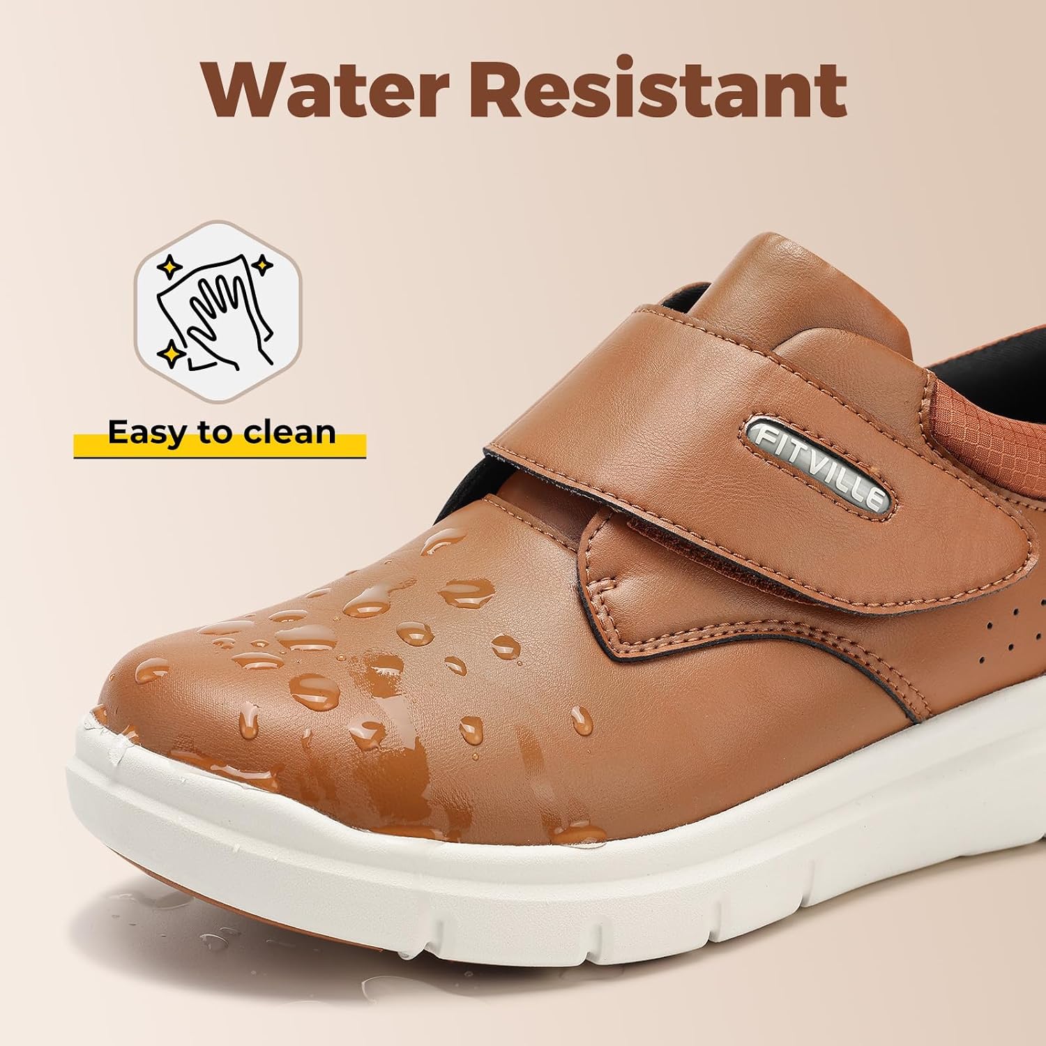 Thumbnail 5 de FitVille Chaussures homme en cuir large confort