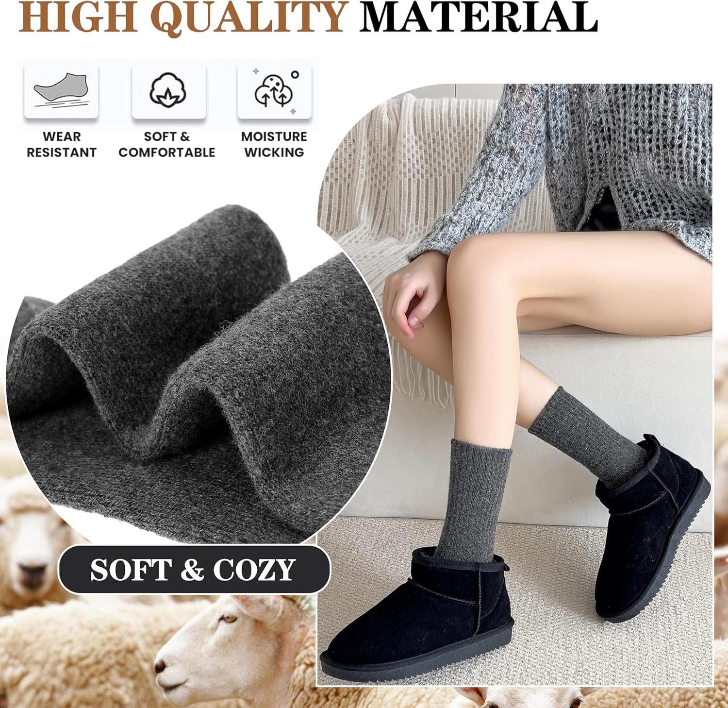 Thumbnail 3 de MOGGEI 5 Pairs Merino Wool Socks