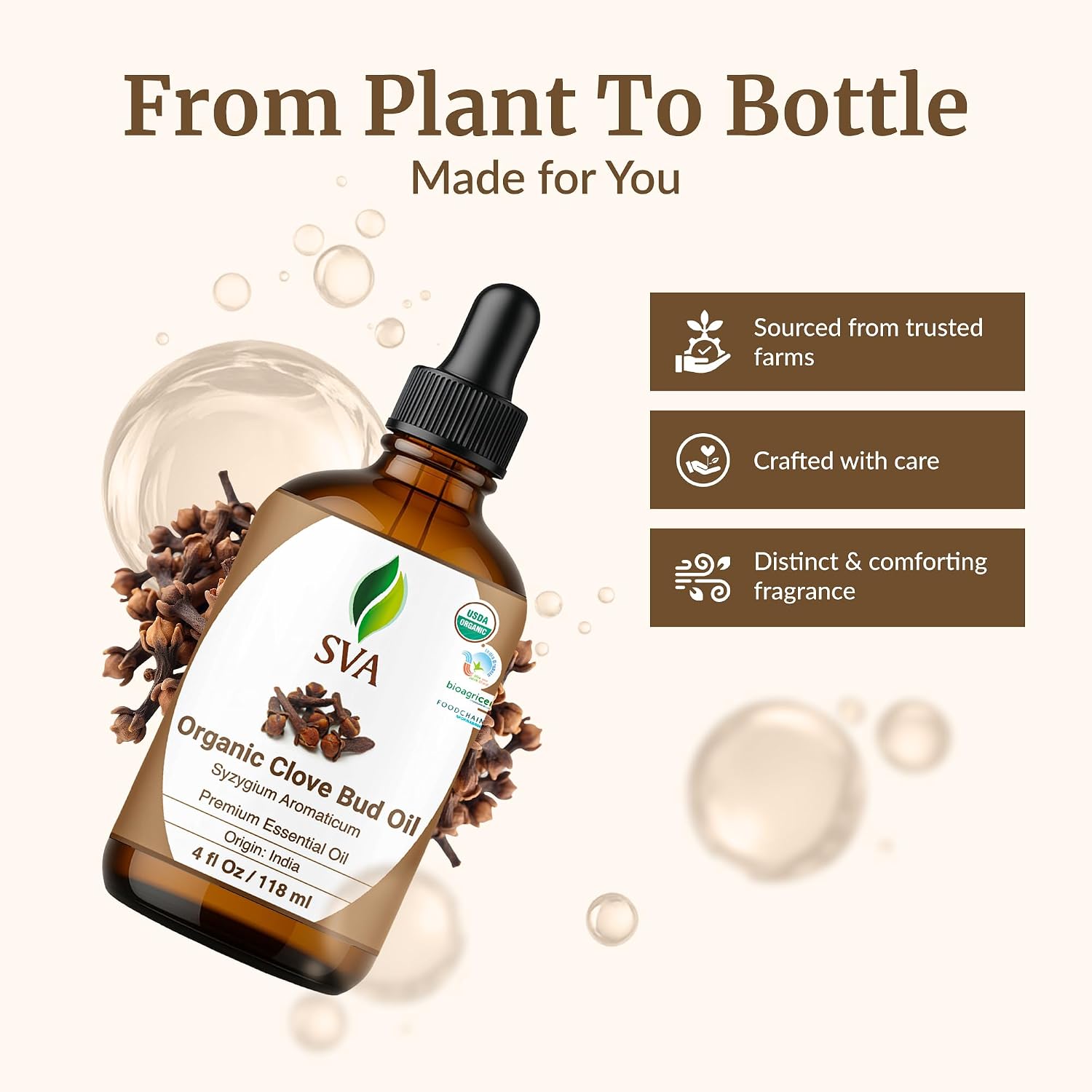 Detalle de SVA Clove Bud Essential Oil, 4 fl oz