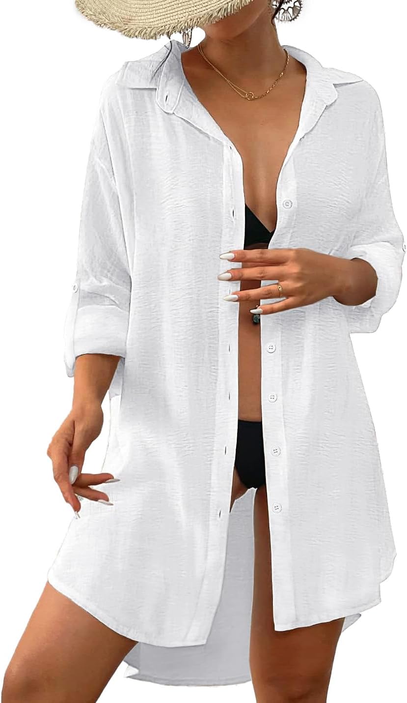 Thumbnail 3 de Tanmolo Damen Strandkleid als Bikini-Überwurf mit V-Ausschnitt – Strandponcho/Strandbluse aus 100% Polyester