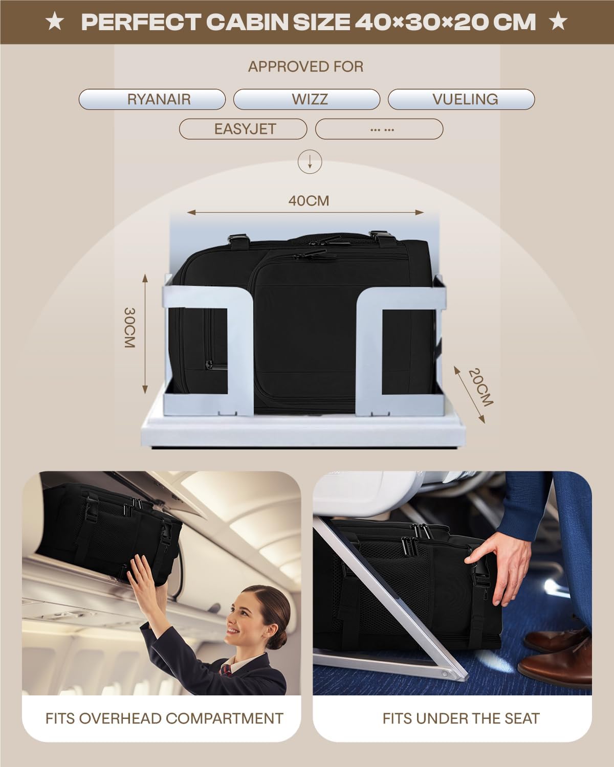 Thumbnail 1 de ZHXX Ryanair Handgepäck 40x30x20 cm – kompakter Kabinenrucksack mit 14 Zoll Laptopfach und Diebstahlsicherung