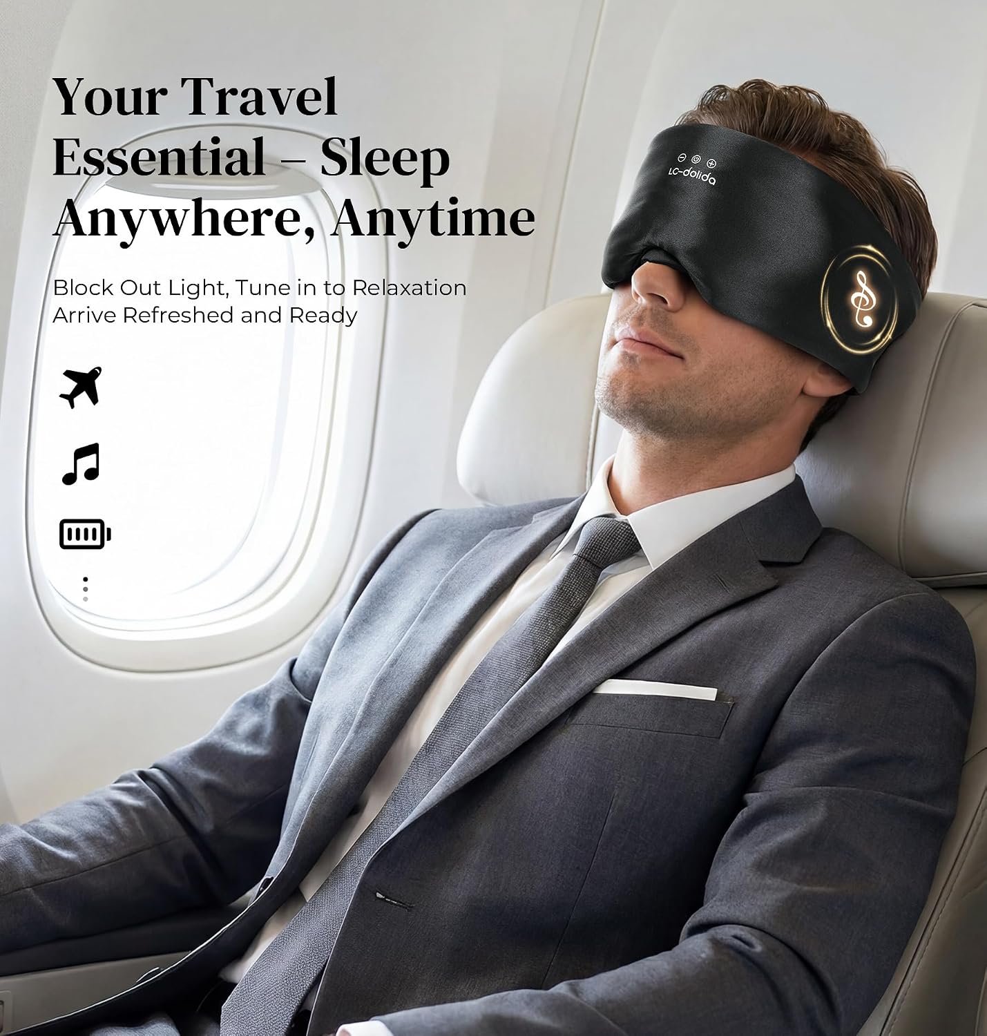 Thumbnail 6 de LC-dolida 3D Silk Bluetooth Sleep Mask, Black, with Contoured Eye Cups