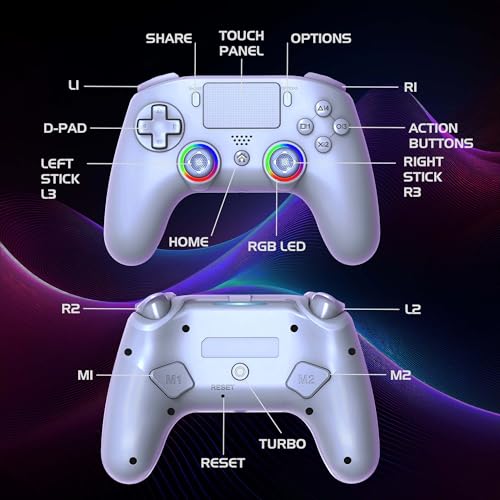 Thumbnail 4 de Subsonic - Mando Inalámbrico para PS5 con Paletas y LED Programables, Vibración y Función Táctil - Mando PS5 Blanco